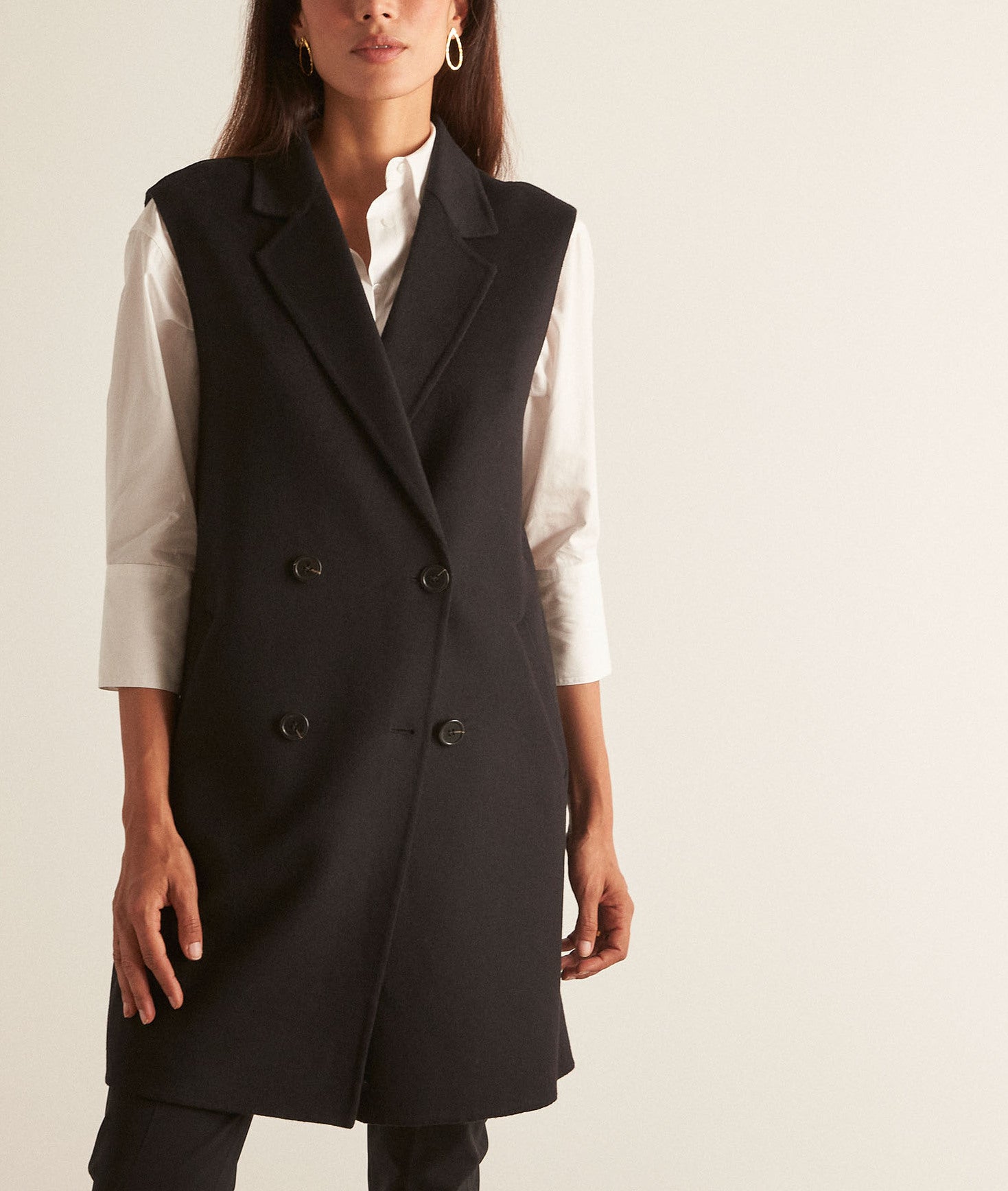 Veste de tailleur sans manches noire Maeva Faume - seconde main