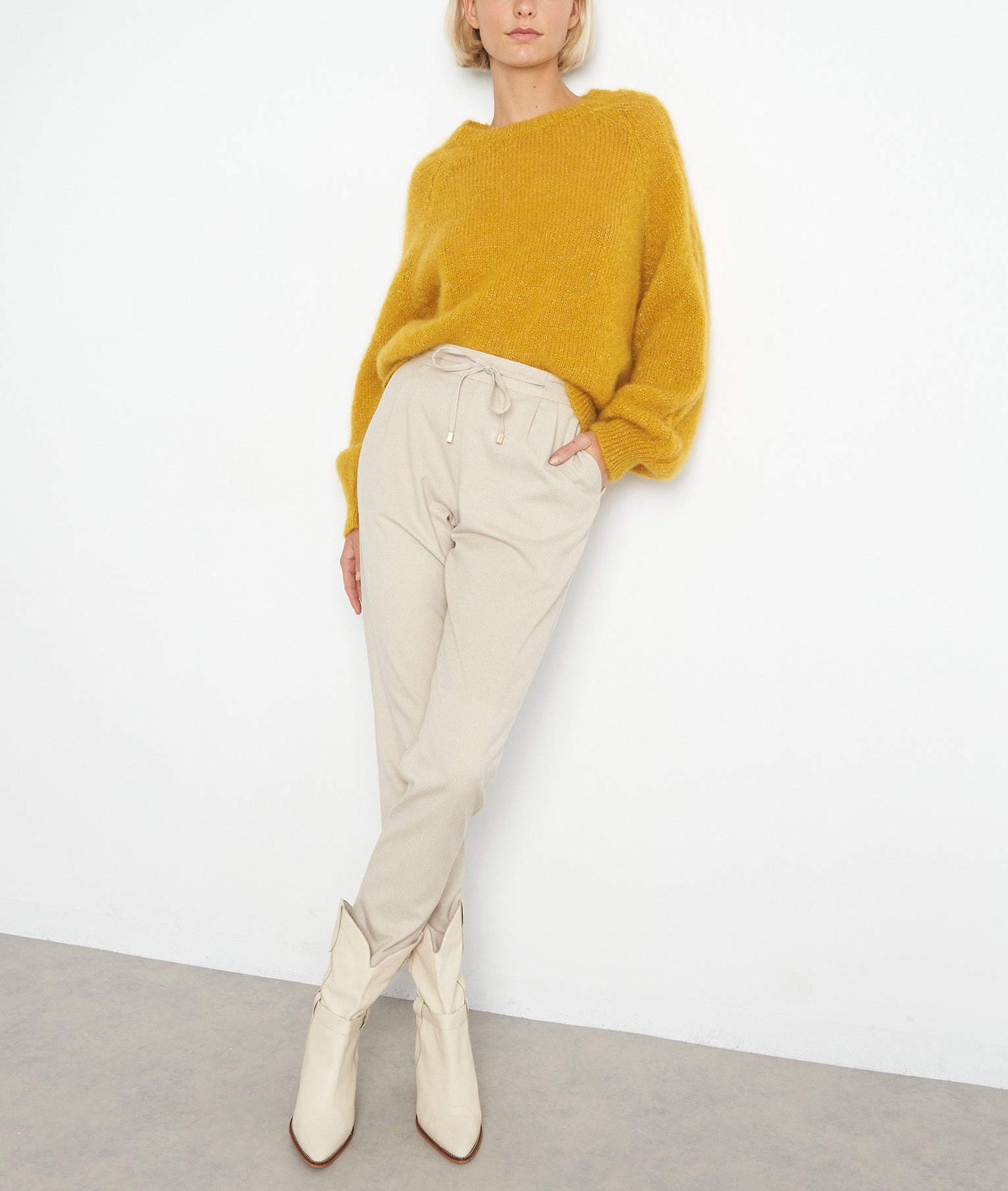 Pull oversize en mohair moutarde Tasha Faume - seconde main