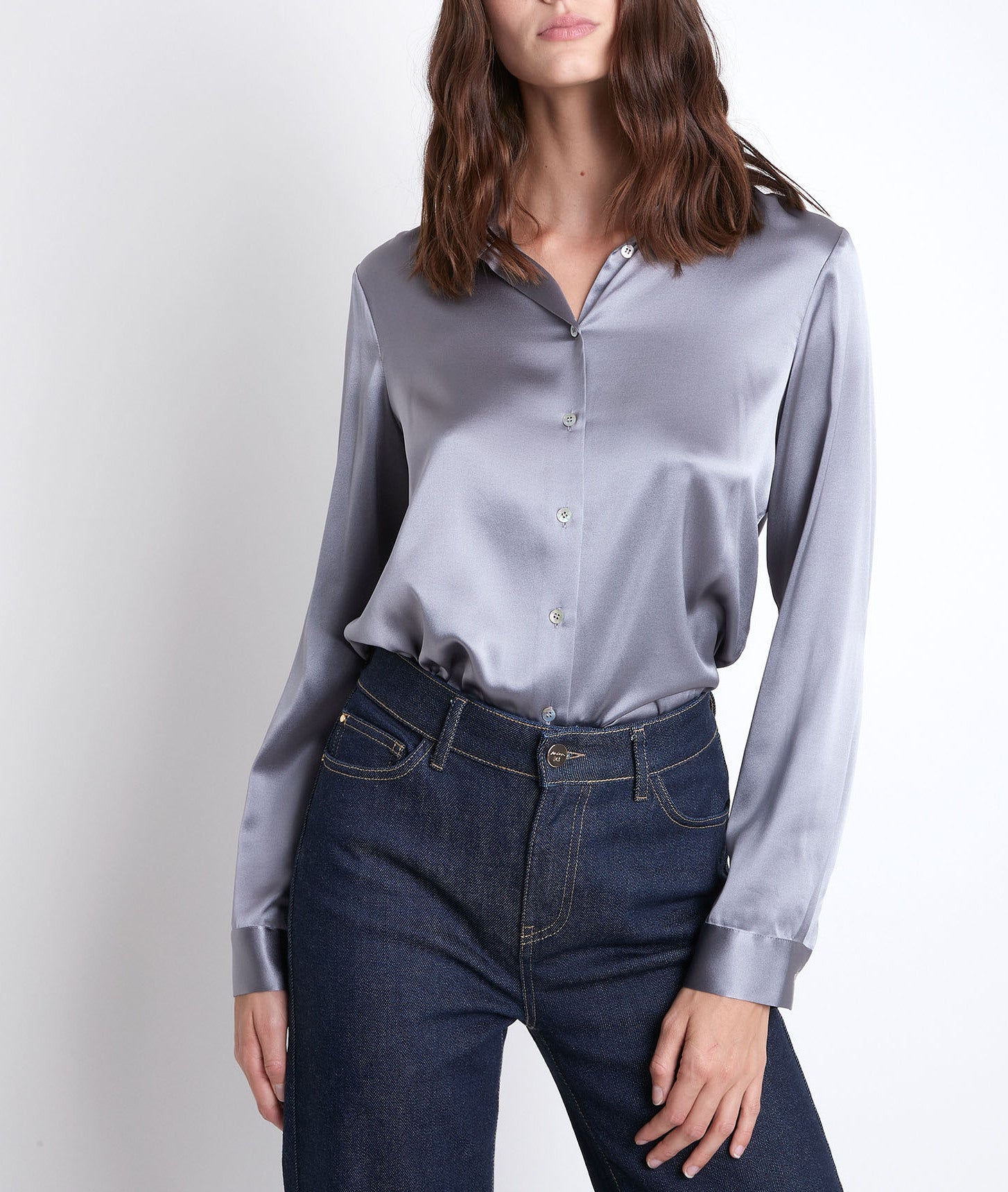 Blouse en soie mélangée grise Jerry Faume - seconde main