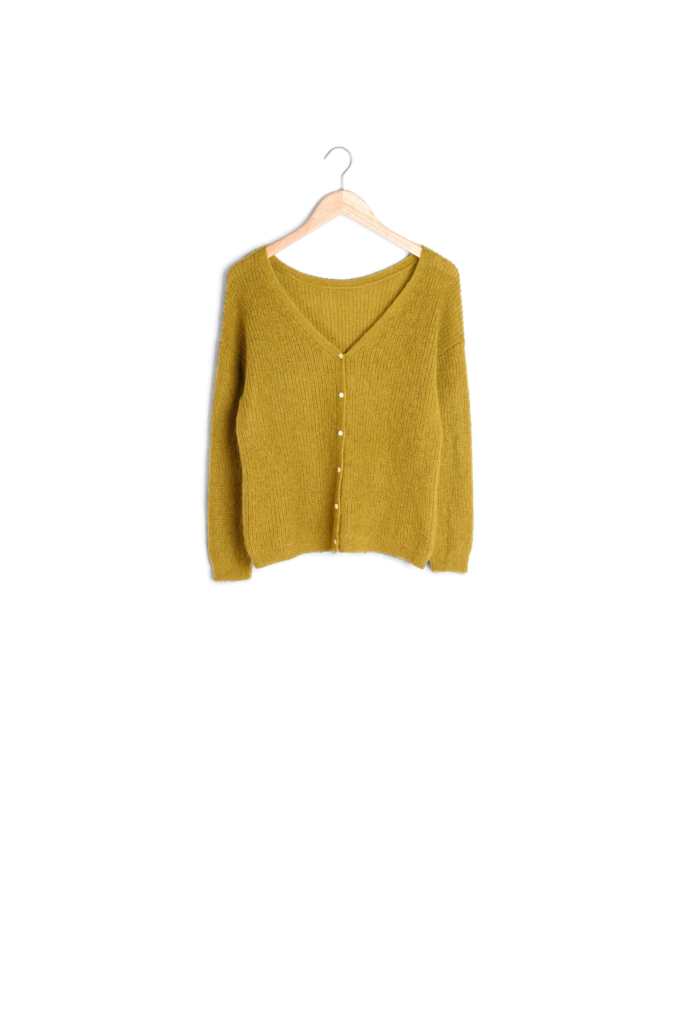 Cardigan en polyamide, laine et mohair olive Paddy Faume - seconde main