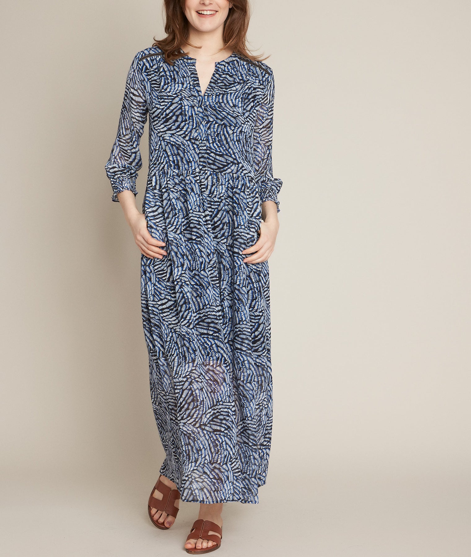 Robe longue imprimée Libra Faume - seconde main