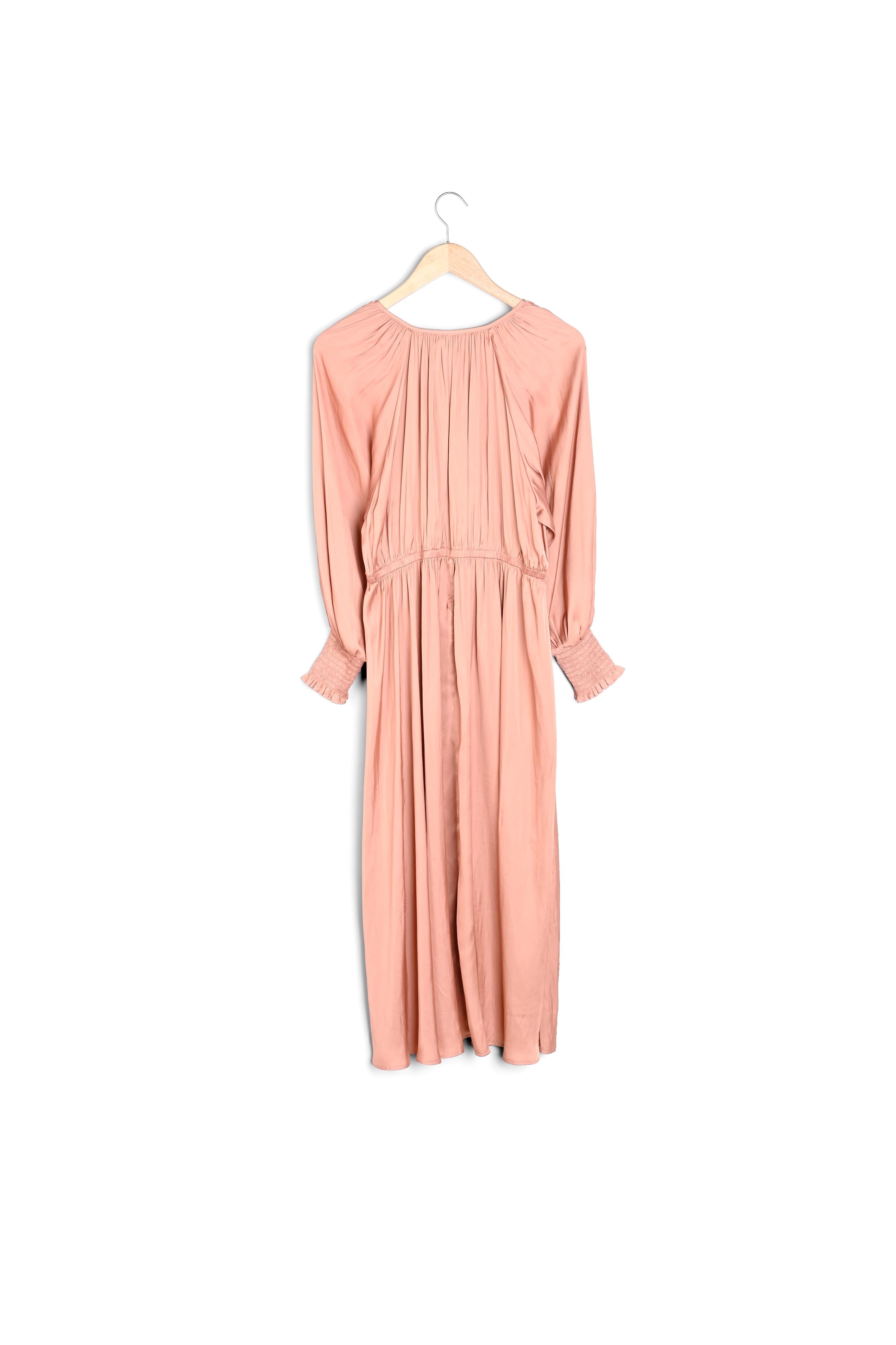 Robe longue satinée rose poudré Heidi Faume - seconde main