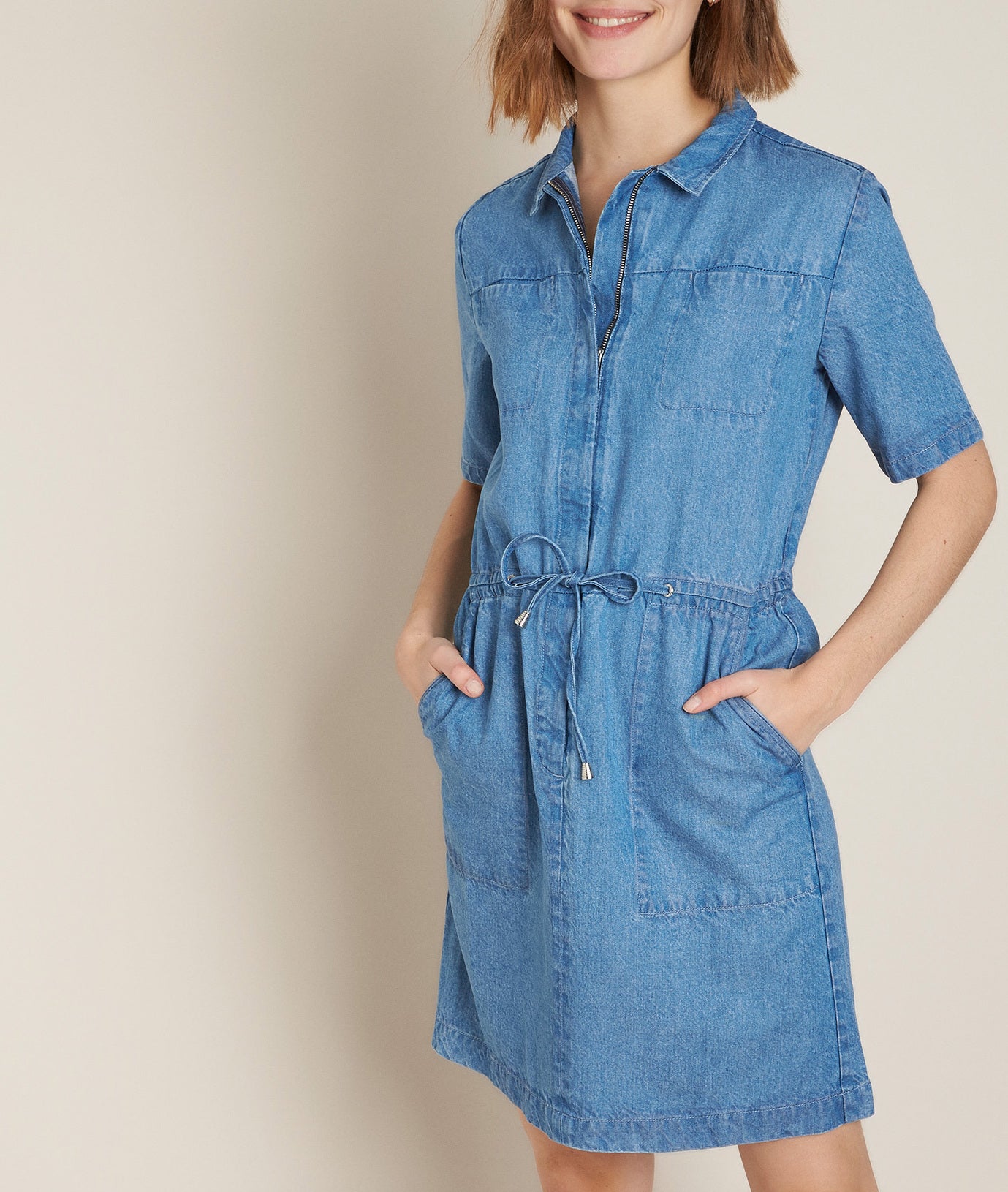 Robe en denim droite en Lyocell Camelia Faume - seconde main