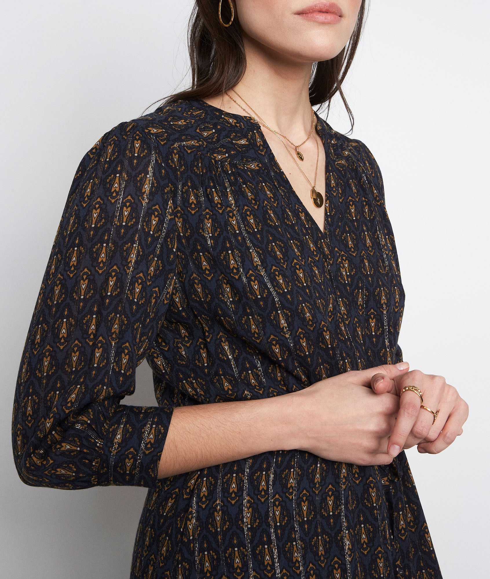 Robe longue imprimée marine Nell Faume - seconde main