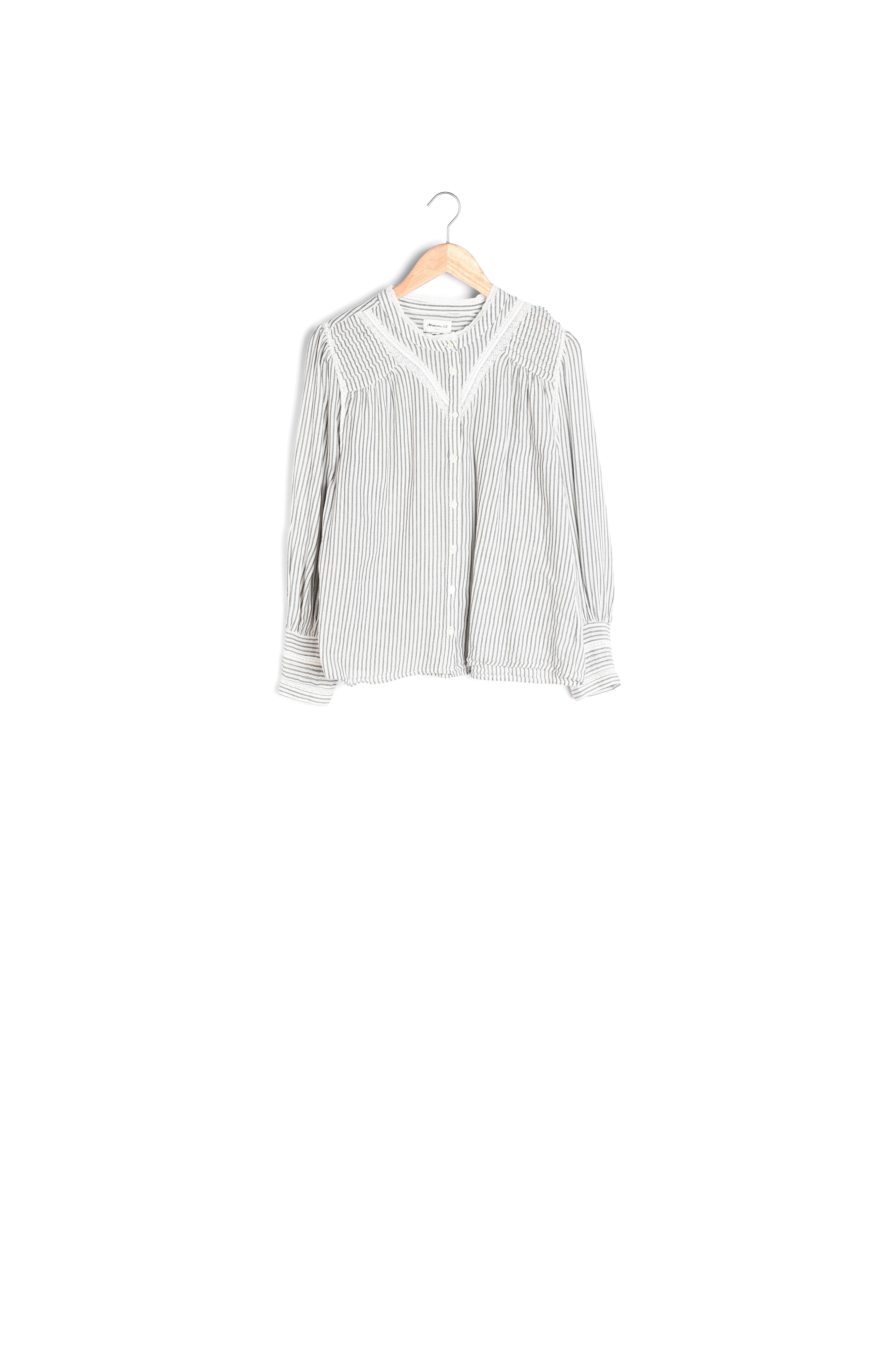 Blouse brodée en coton rayé Johana Faume - seconde main
