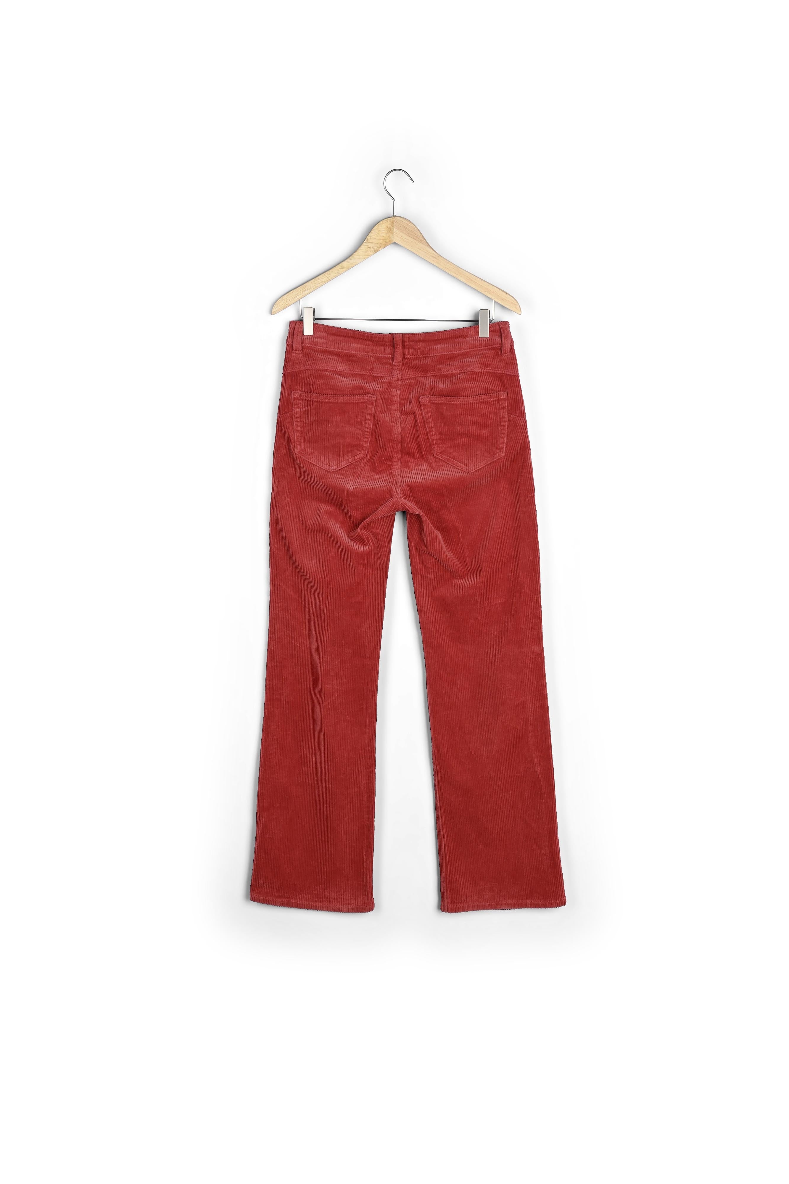 Pantalon coupe flare en velours brique Fidji Faume - seconde main