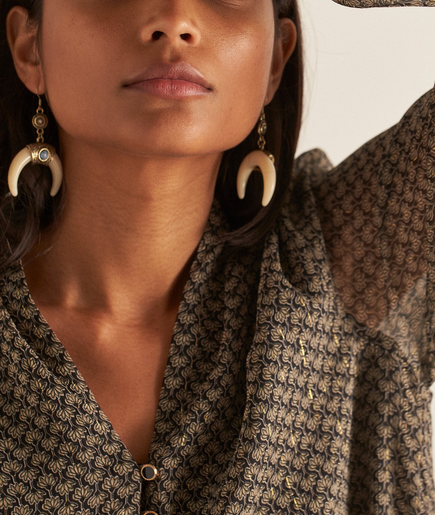 Robe courte imprimée noire et beige Hemilie Faume - seconde main