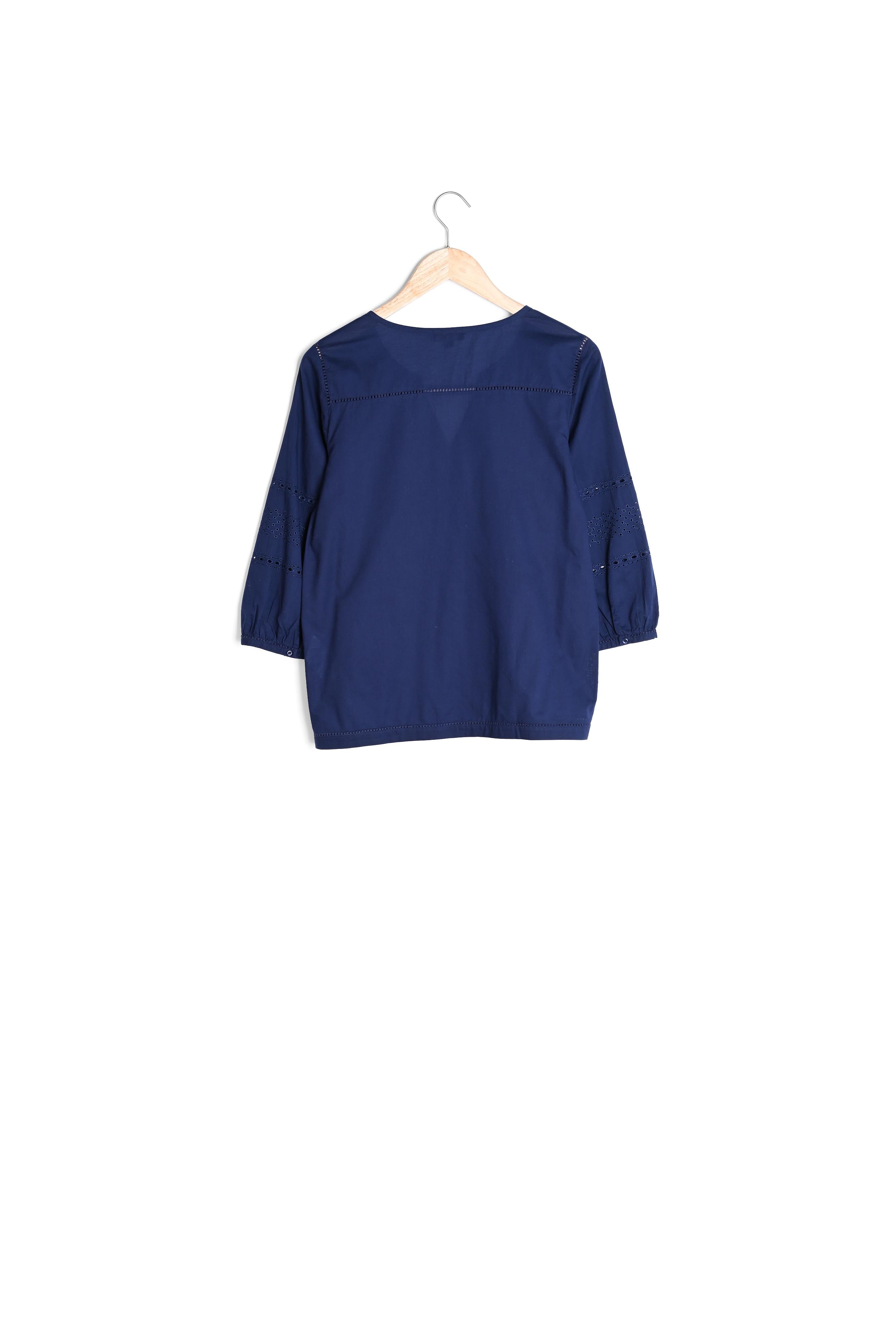 Blouse marine broderie anglaise Verveine Faume - seconde main