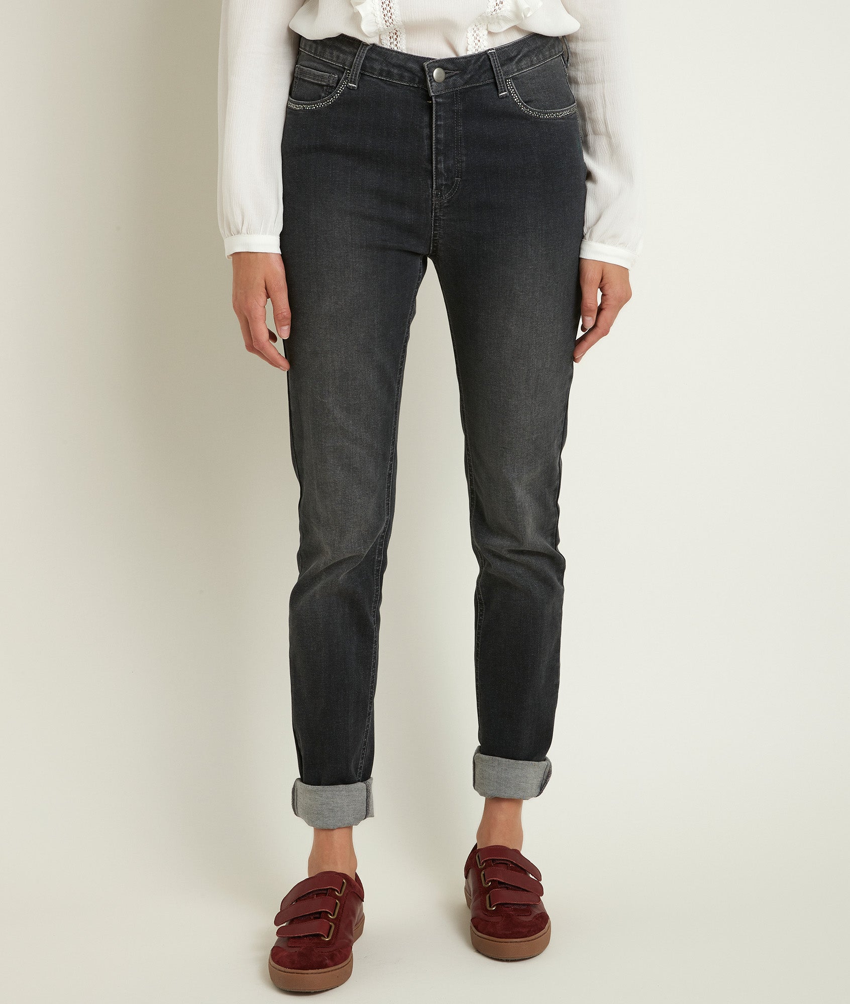 L'iconique slim gris chiné Prunelle Faume - seconde main