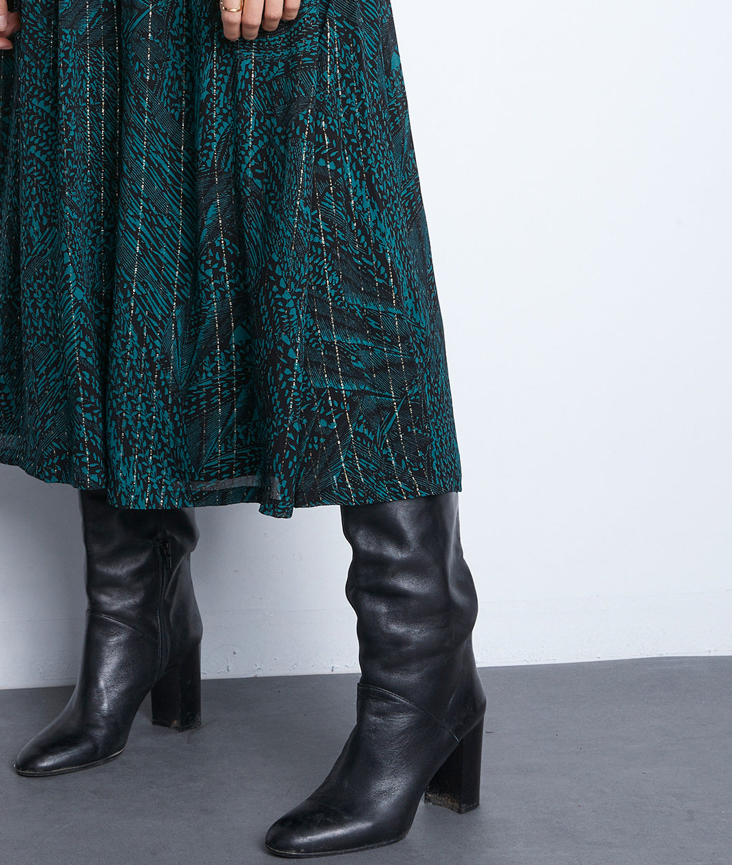 Jupe longue imprimée vert sapin Finn Faume - seconde main