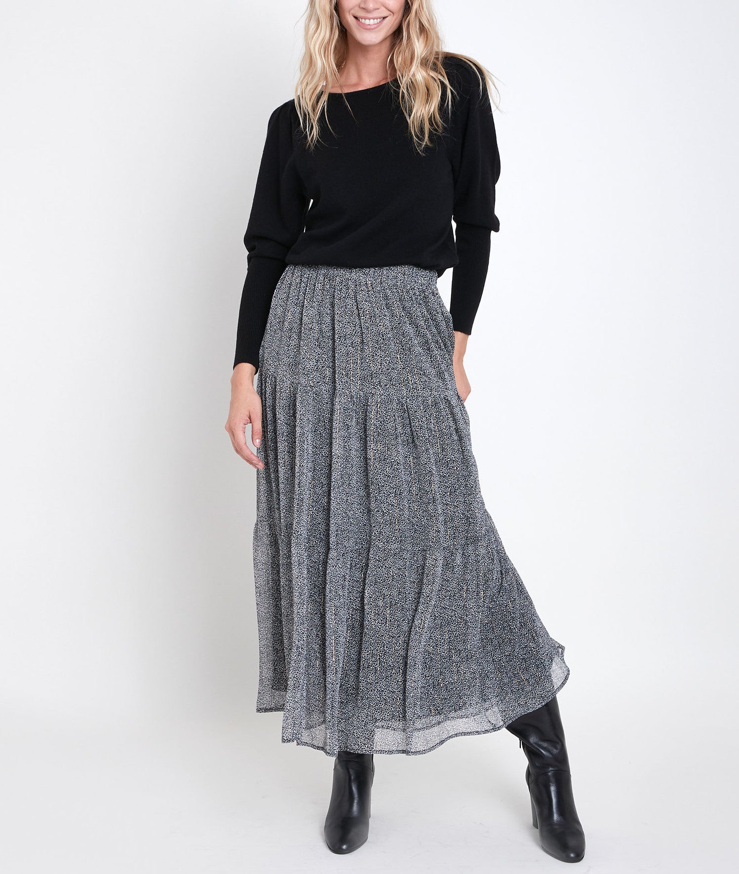 Jupe longue imprimé tacheté Ginko Faume - seconde main