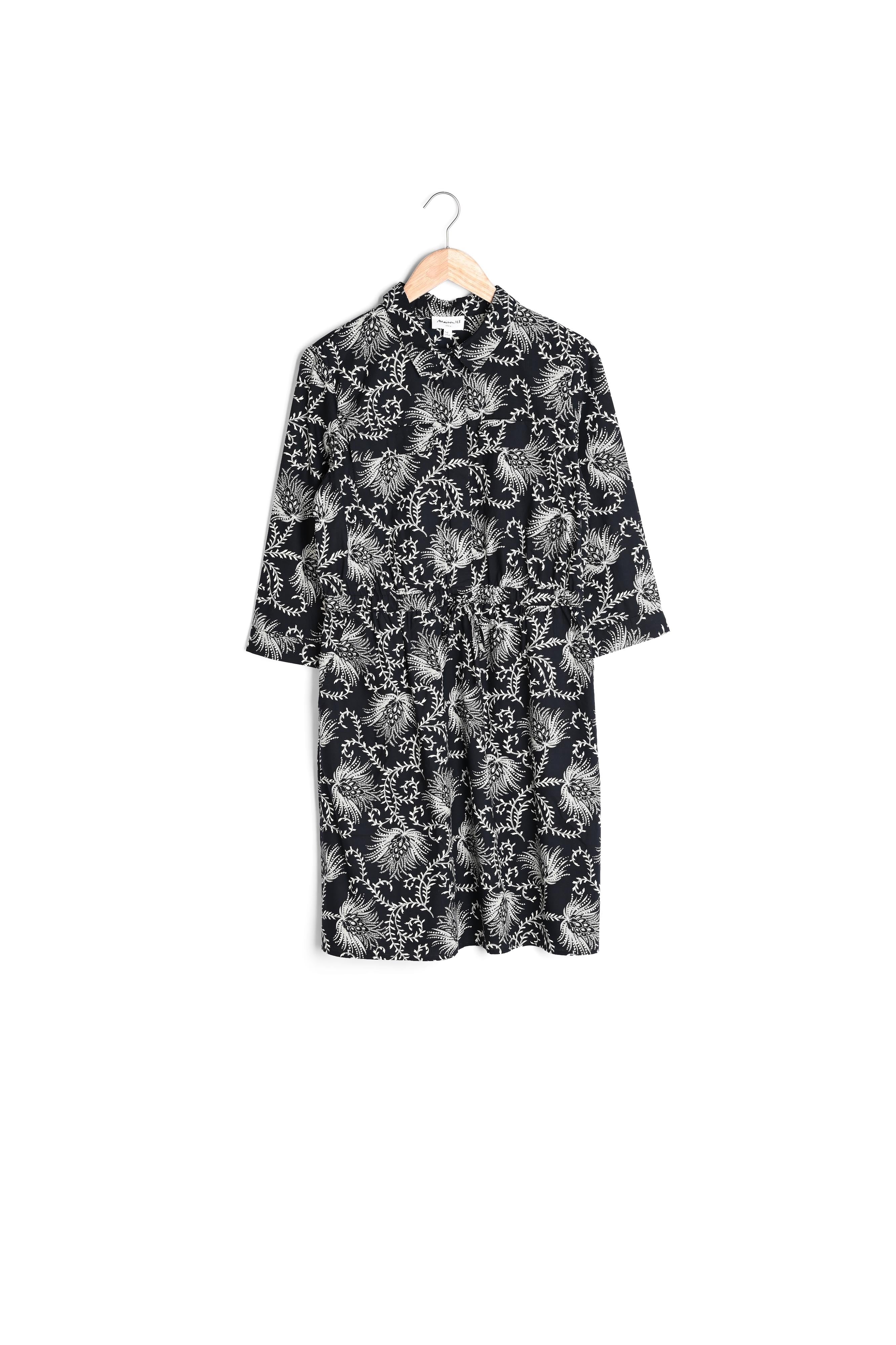 Robe en coton imprimé noir et blanc Suzie Faume - seconde main