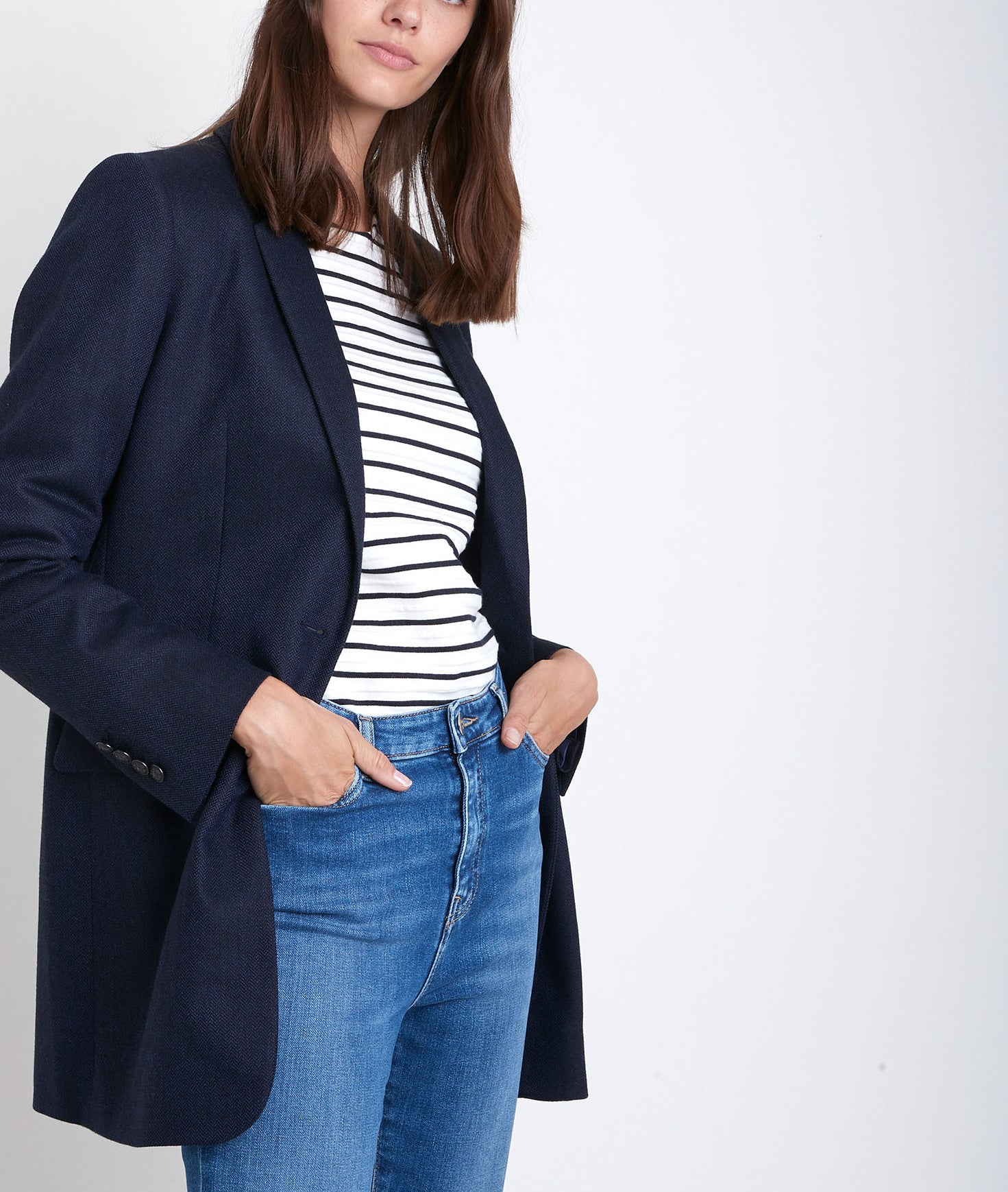 Veste longue à chevrons Tamara Faume - seconde main