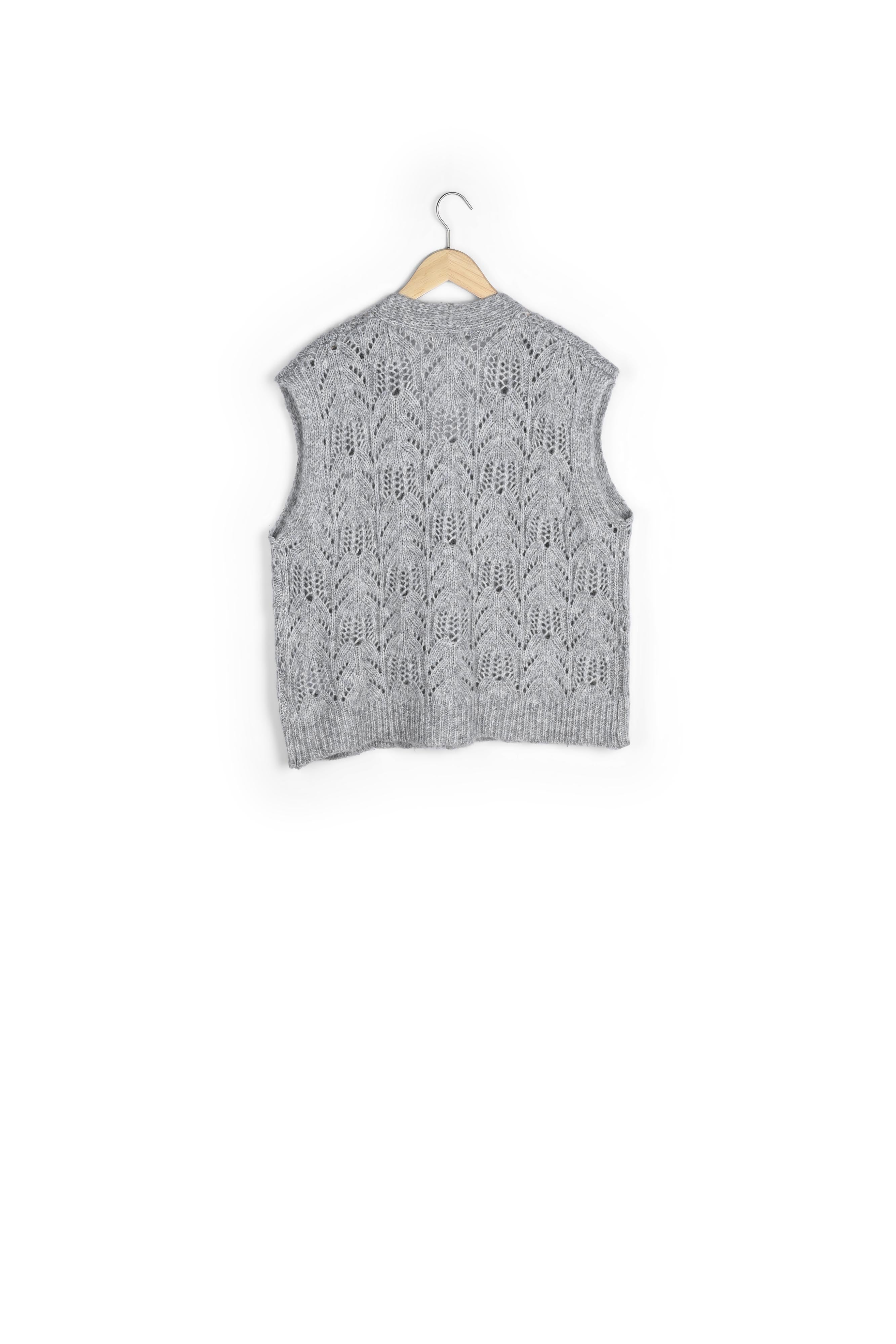 Gilet sans manches ajouré gris chiné Bawer Bis Faume - seconde main