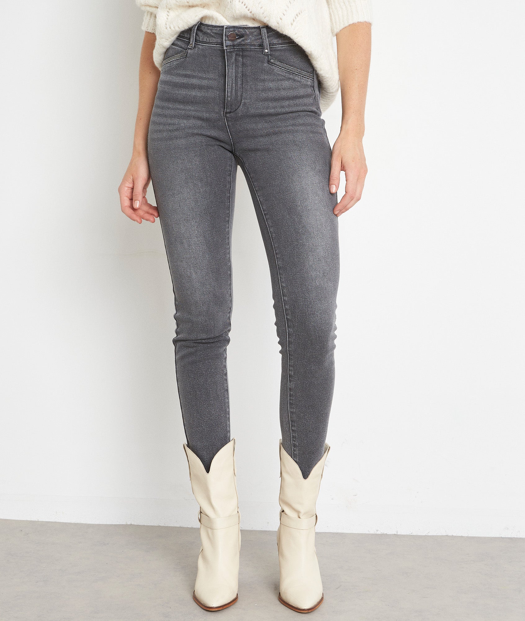 Jean slim en coton à détails brillants Nelly Faume - seconde main