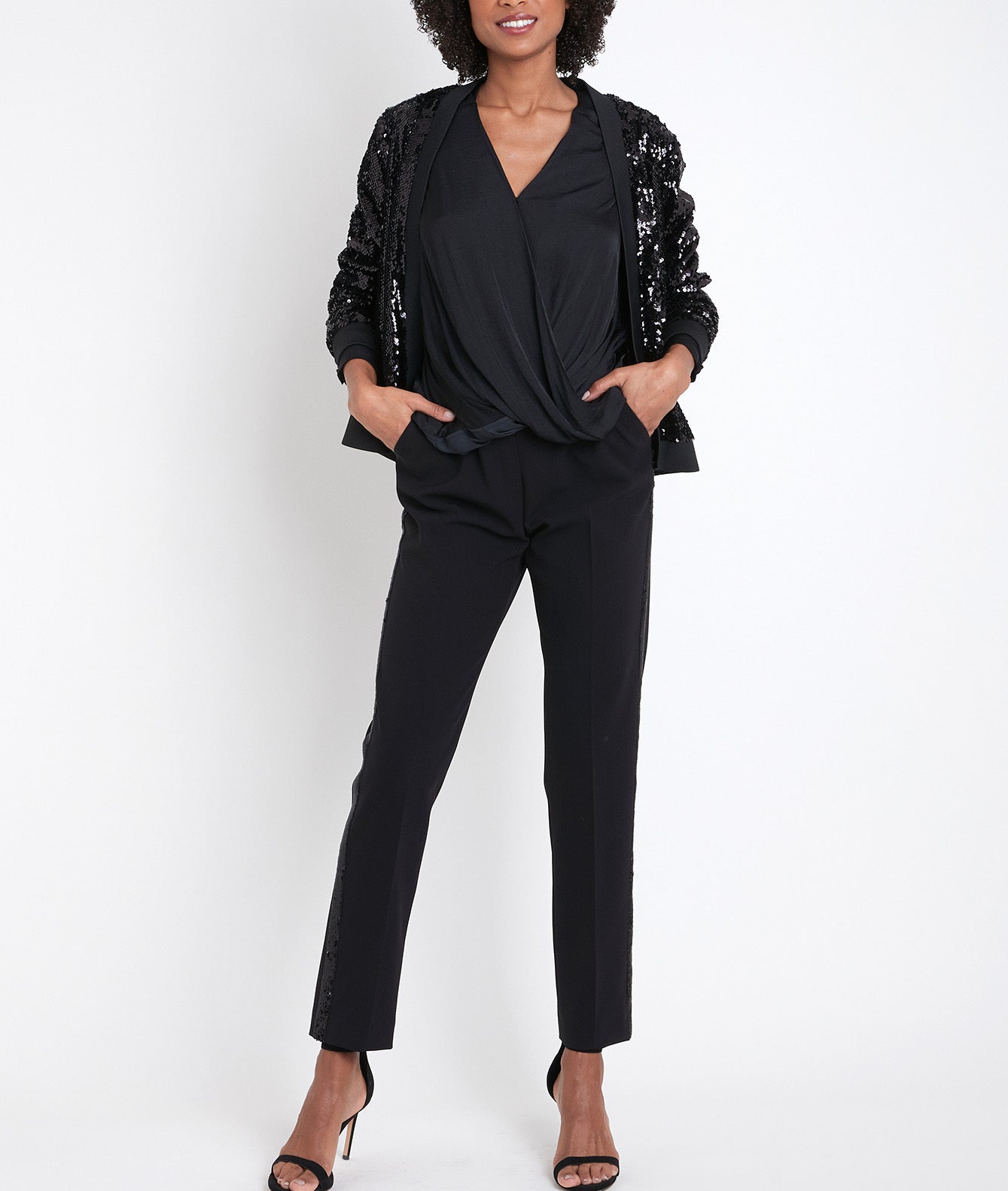 Blouse drapée noire Jalila Faume - seconde main