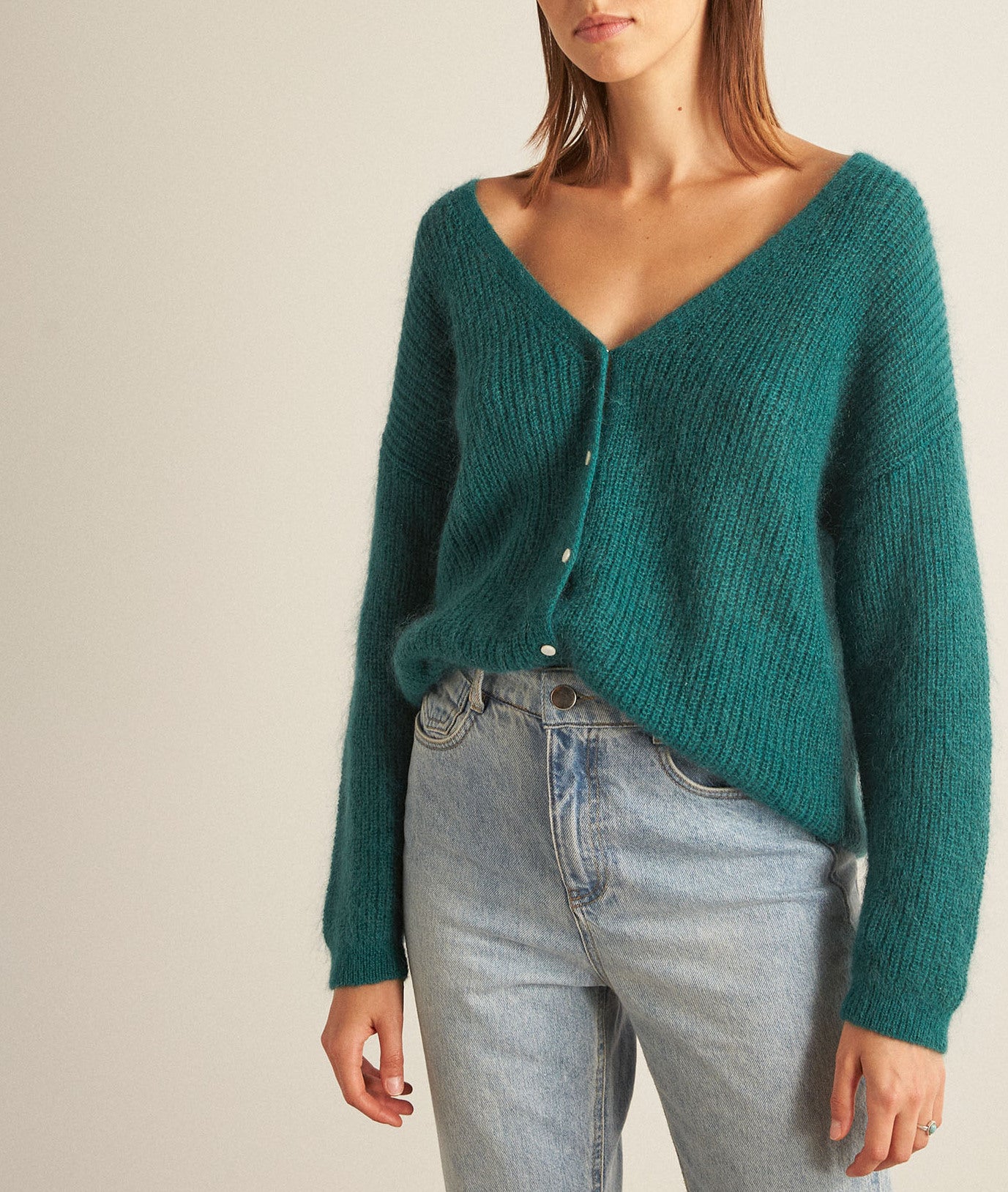 Cardigan en polyamide, laine et mohair vert Paddy Faume - seconde main