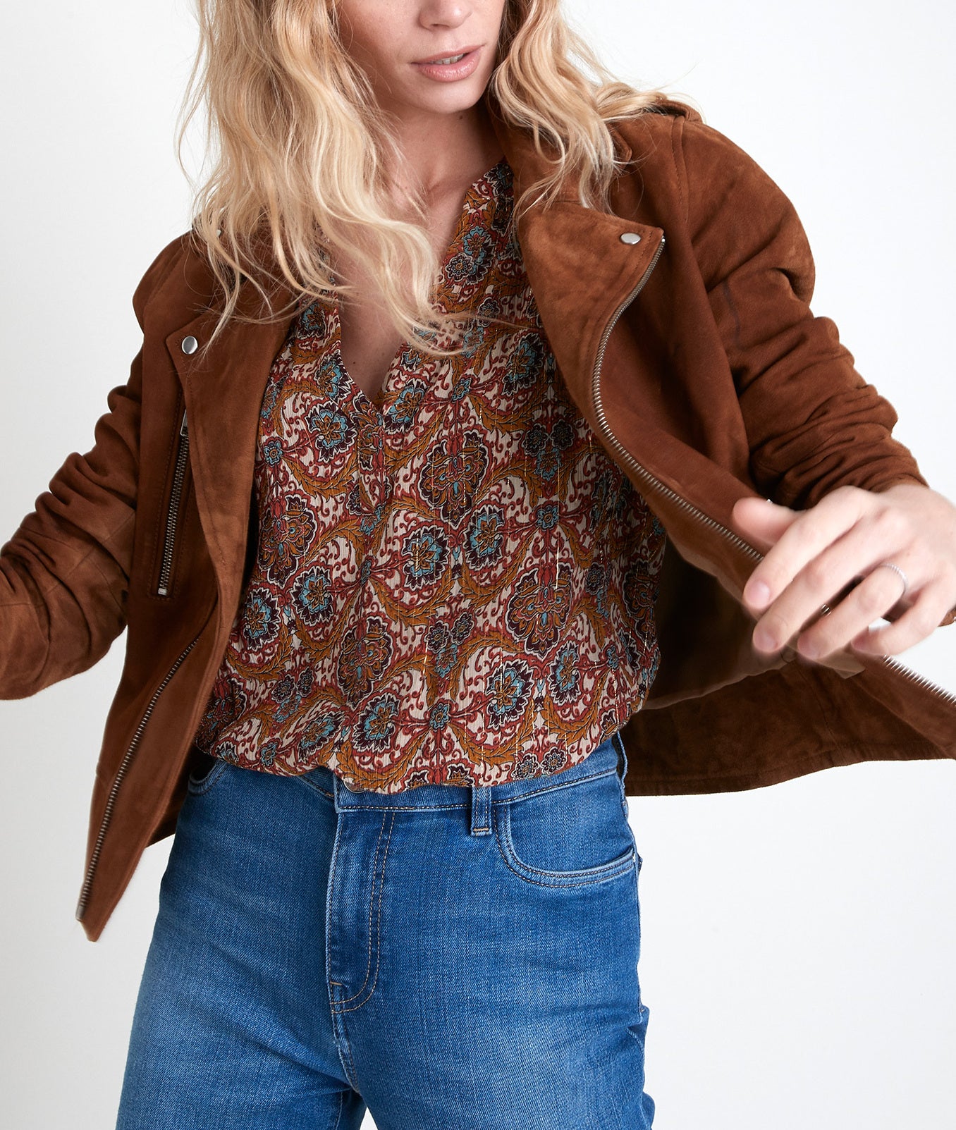 Veste en cuir velours camel Tommy Faume - seconde main