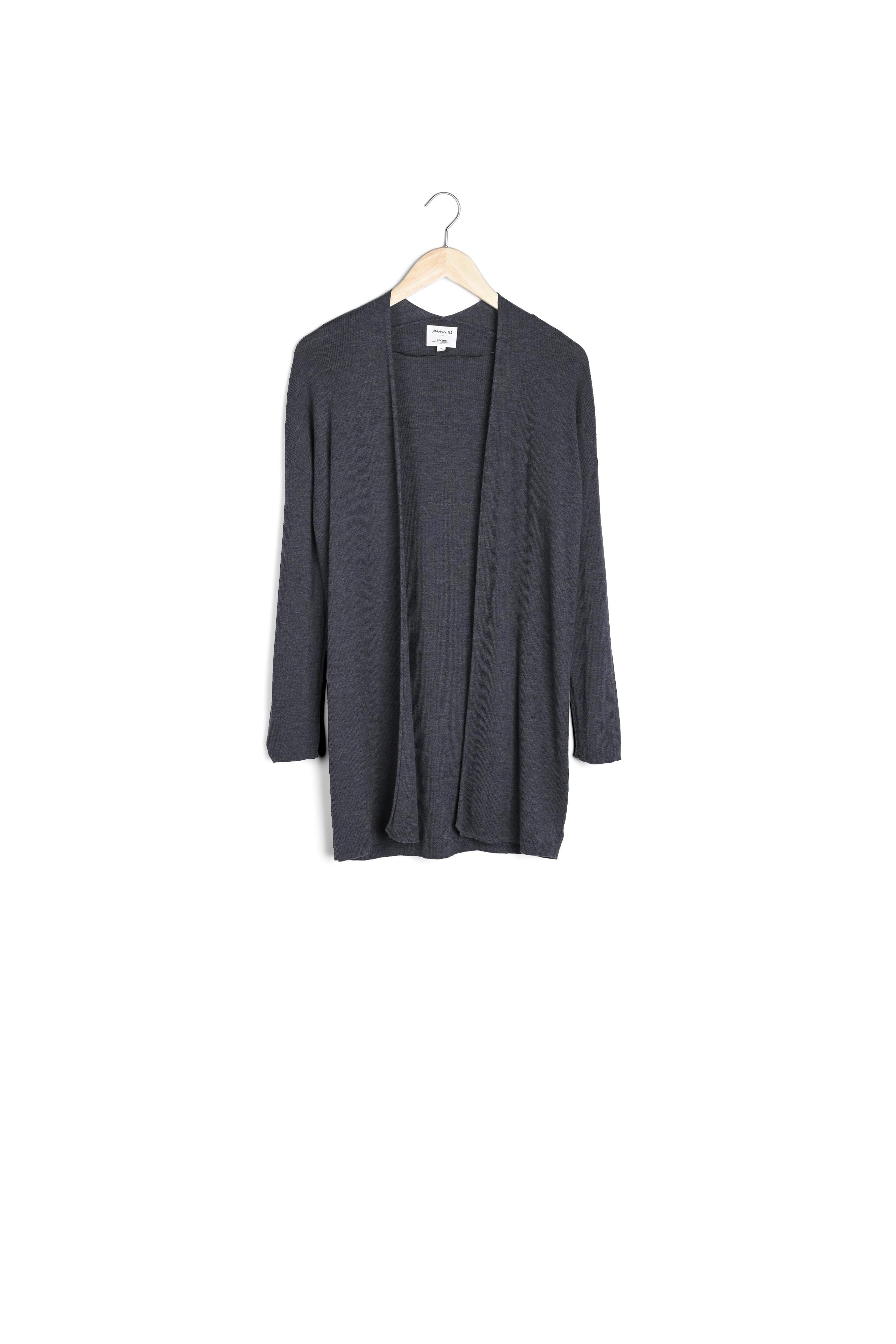 Gilet long en laine fine recyclée gris anthracite Tiago Faume - seconde main