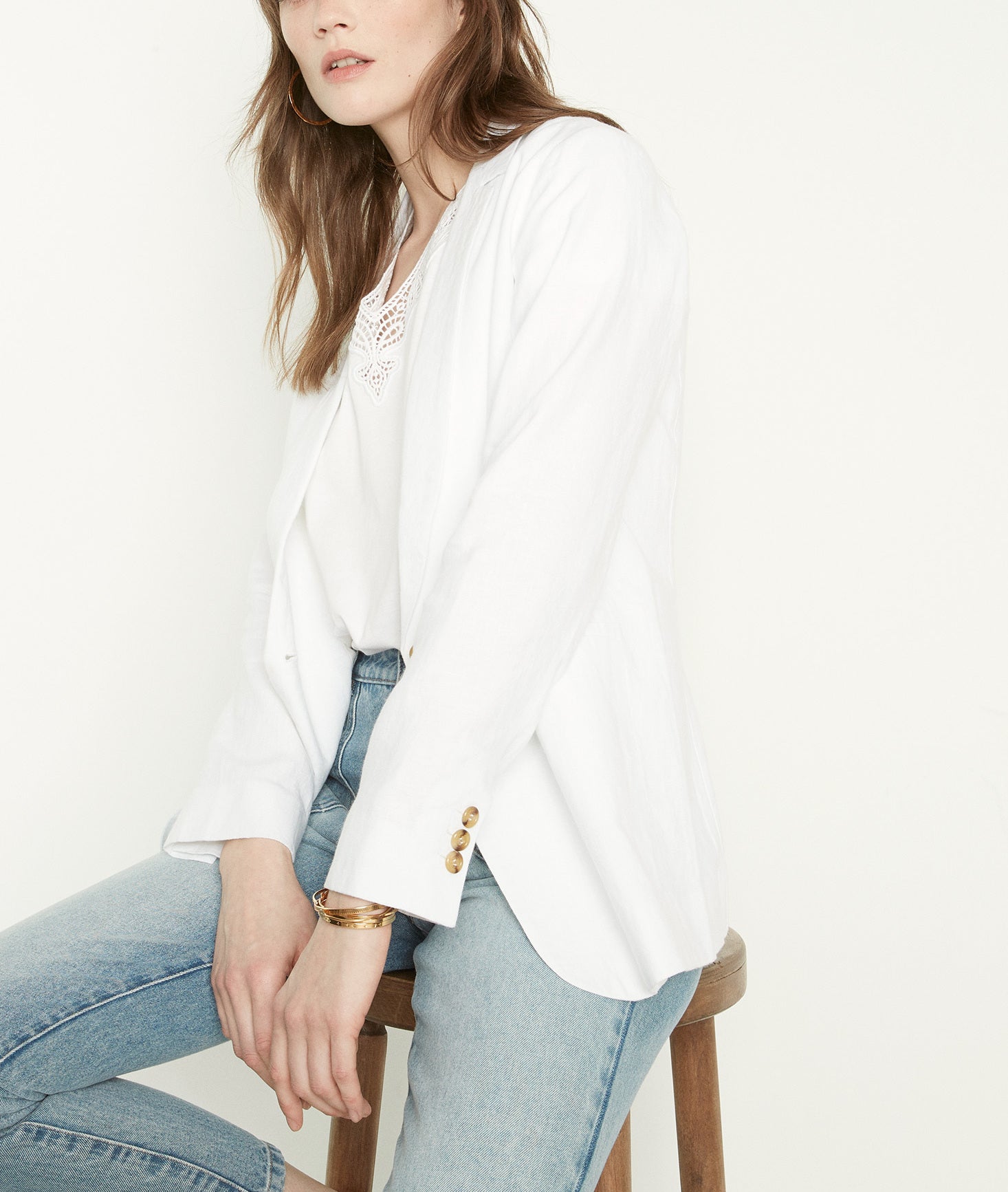 Veste tailleur en lin blanc Frimousse Faume - seconde main