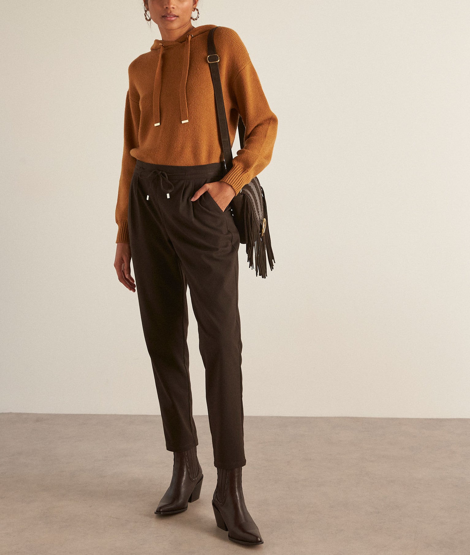 Pantalon carotte fluide chocolat Flynn Faume - seconde main