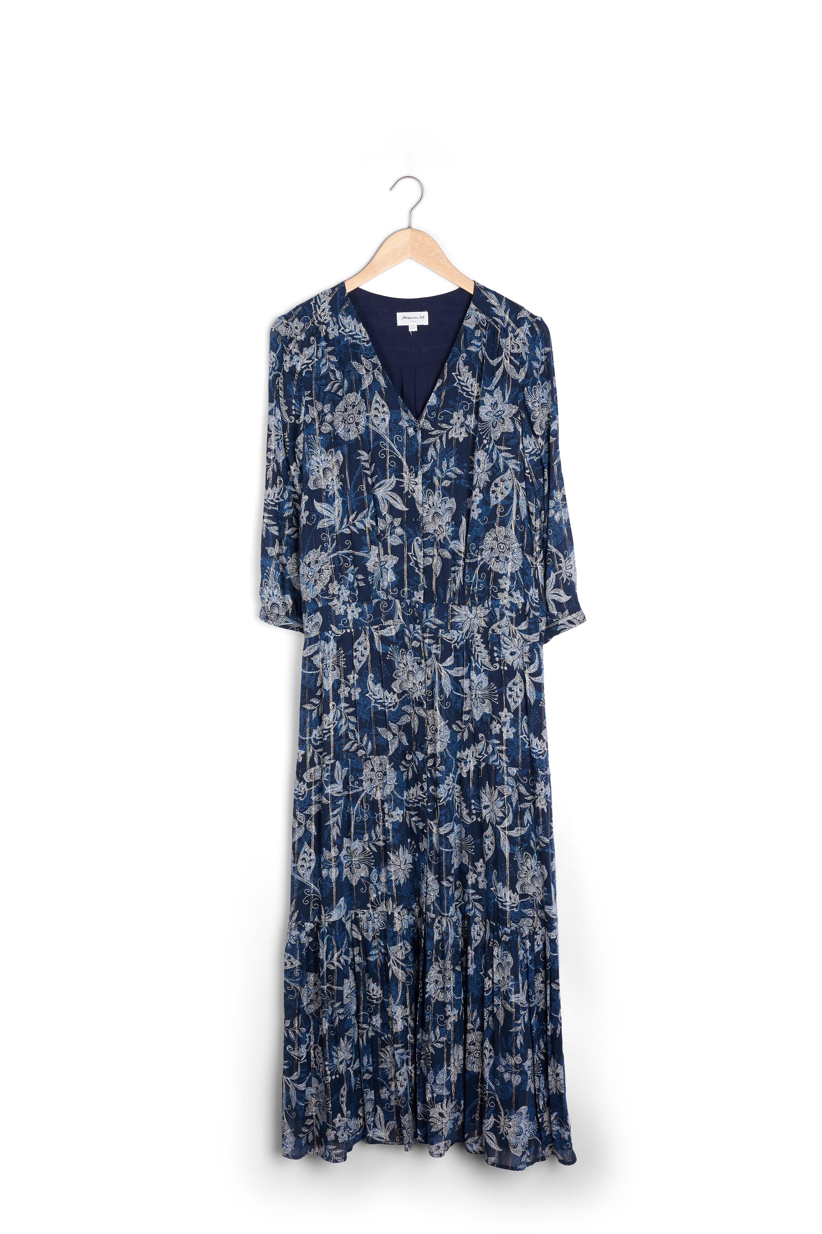 Robe longue imprimée bleu marine Laly Faume - seconde main