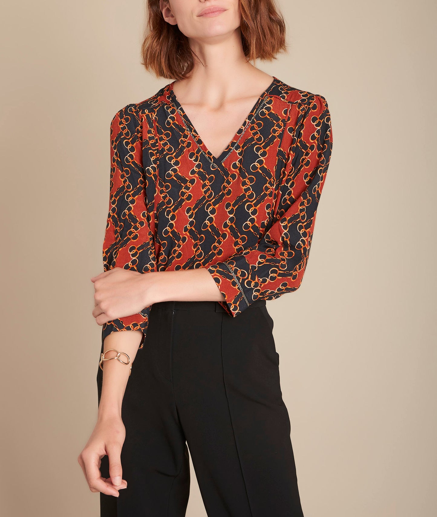 Blouse imprimé chaine Moscou Faume - seconde main