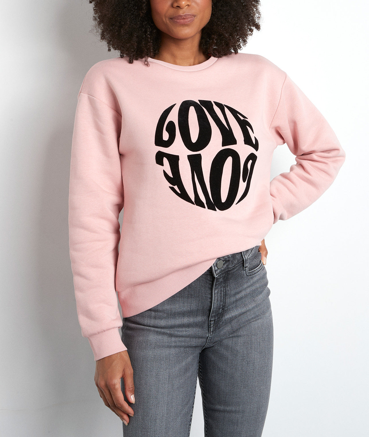 Sweat-shirt doux floqué rose Eloise Faume - seconde main