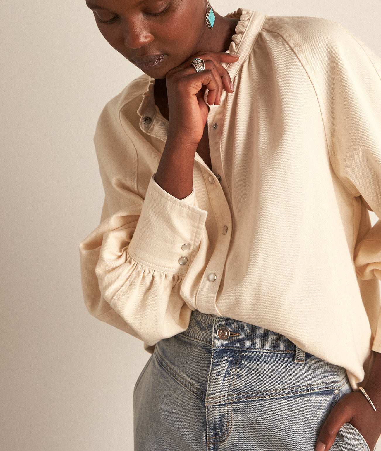 Chemise en coton ivoire Carole Faume - seconde main