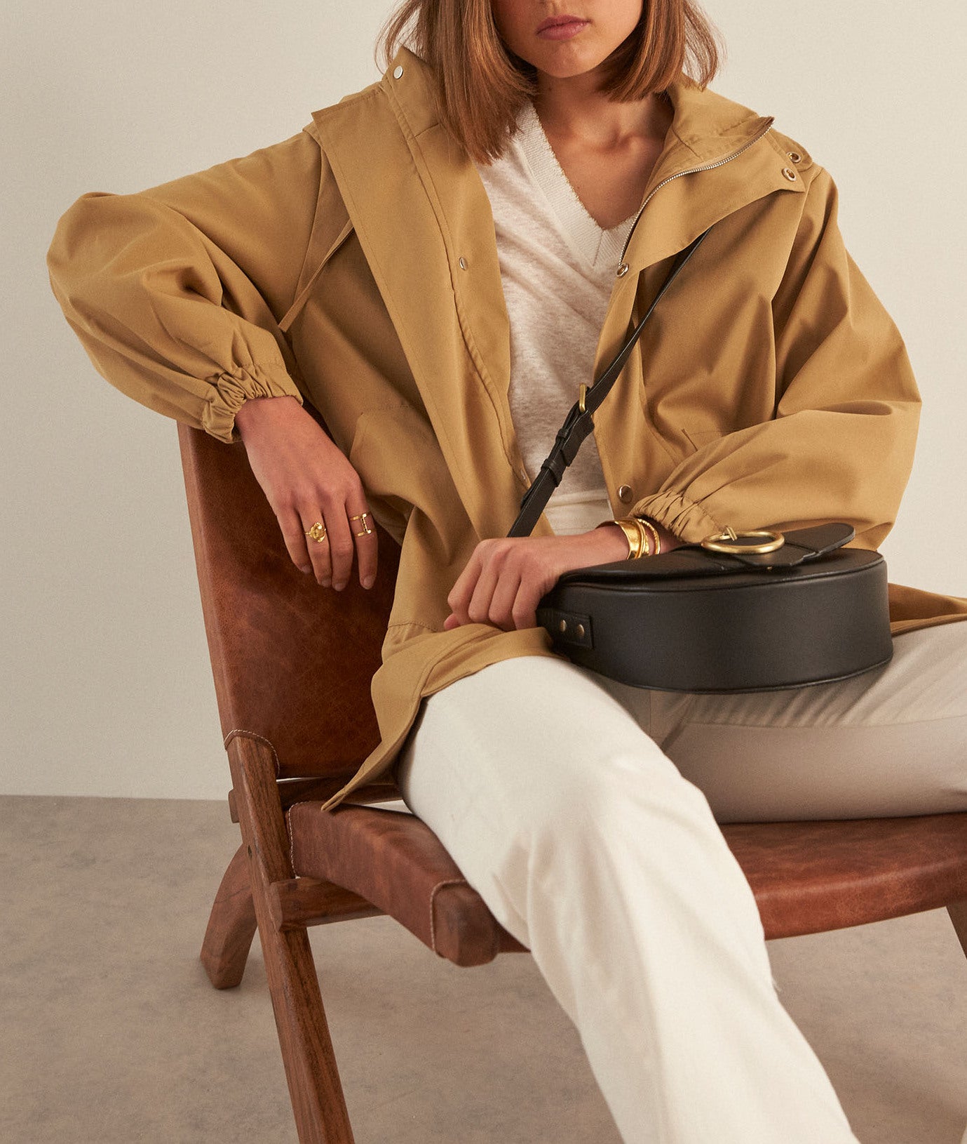 Parka courte à capuche beige Madison Faume - seconde main