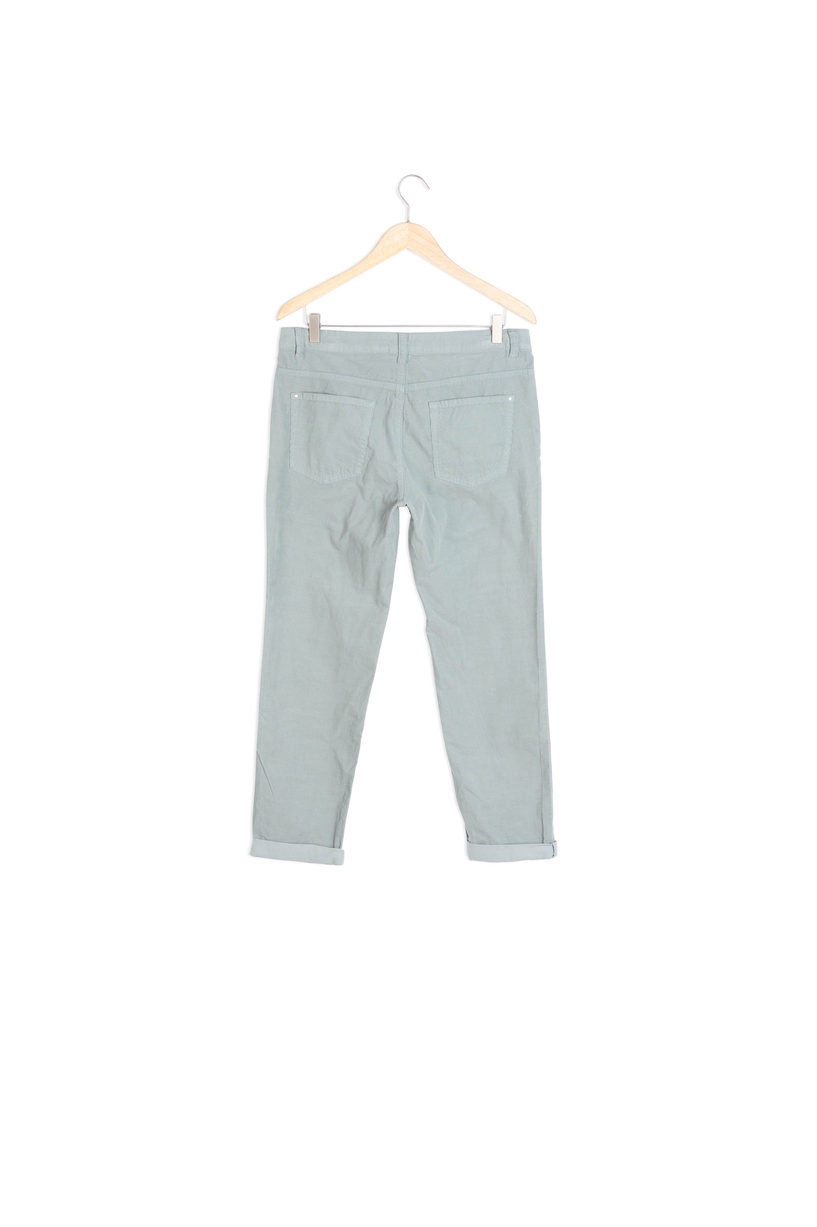 Pantalon droit en velours milleraies céladon Farel Faume - seconde main