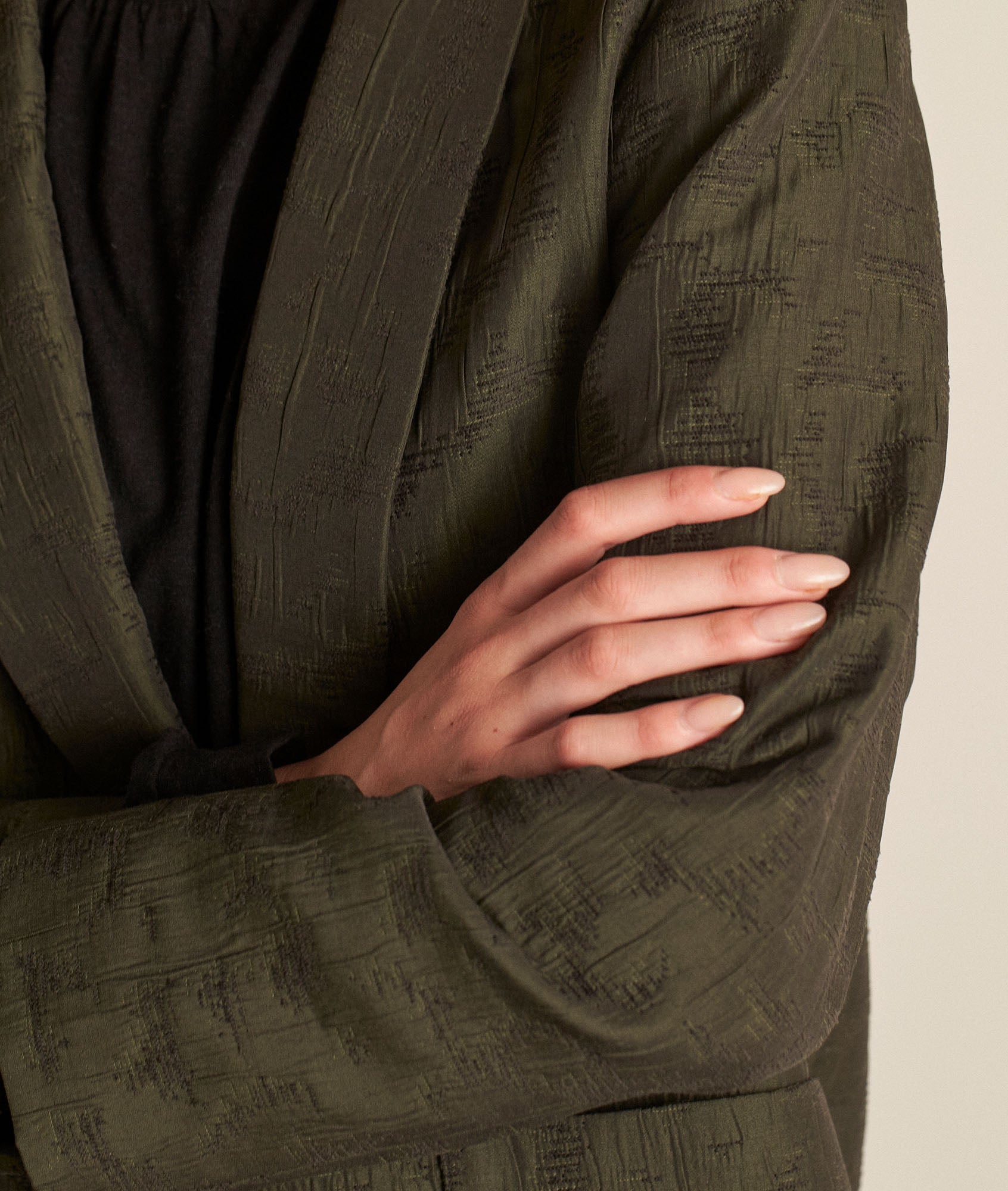 Blazer oversize en jacquard kaki Alizee Faume - seconde main