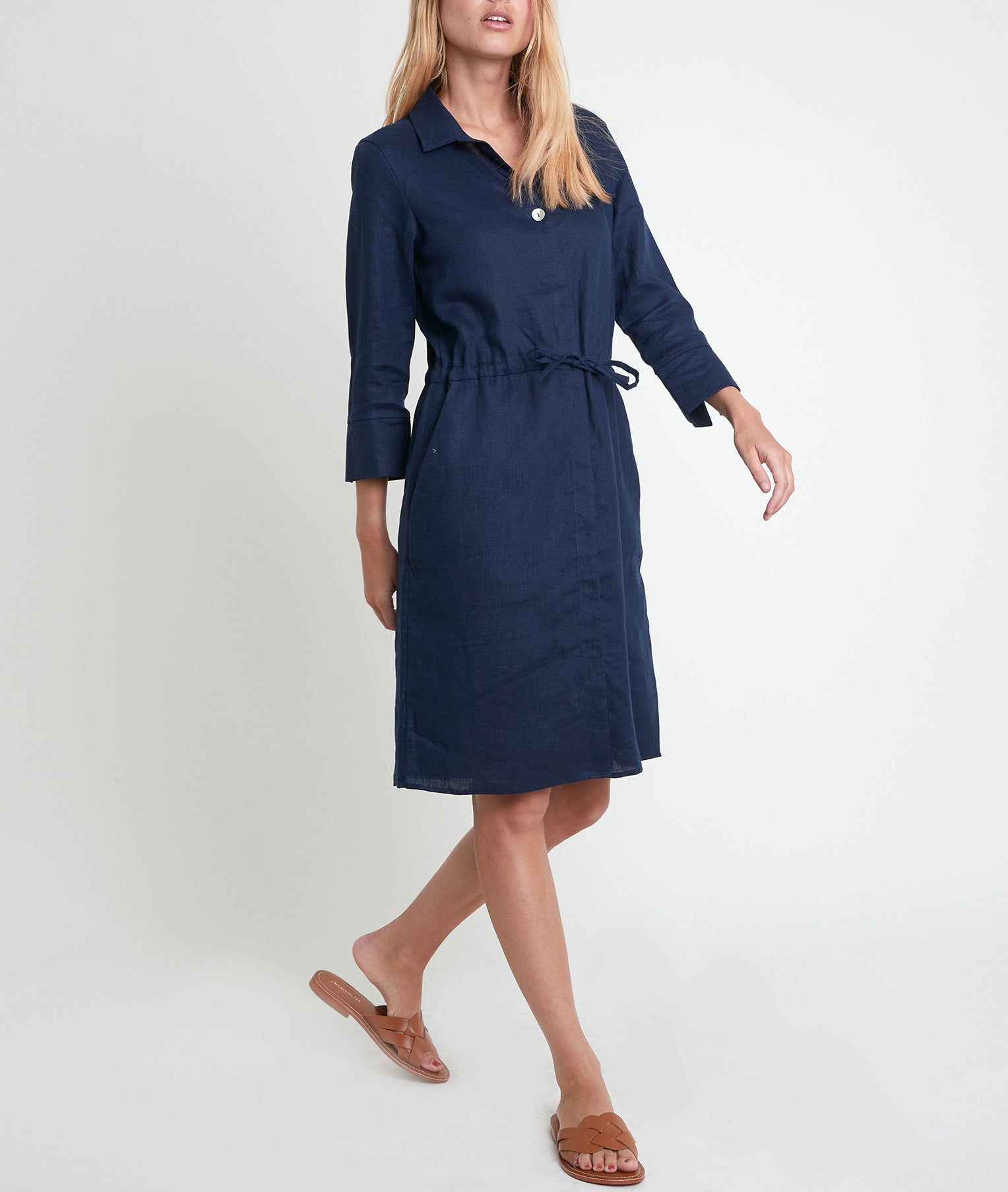 Robe chemise en lin bleu marine Luna Faume - seconde main
