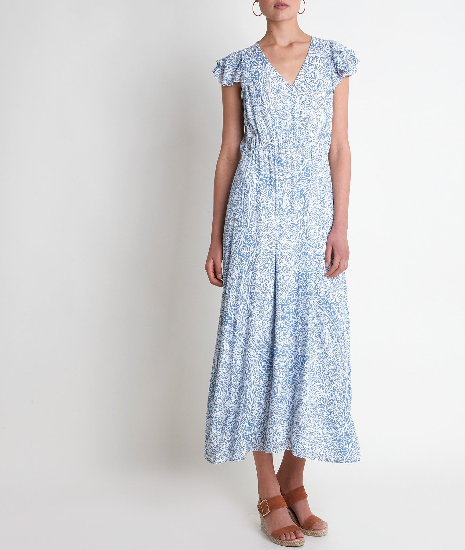 Robe longue imprimée ciel Lilou Faume - seconde main