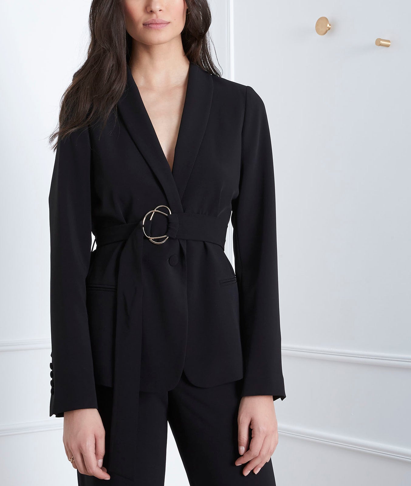 Veste noire détail doré ceinture Fanny Faume - seconde main