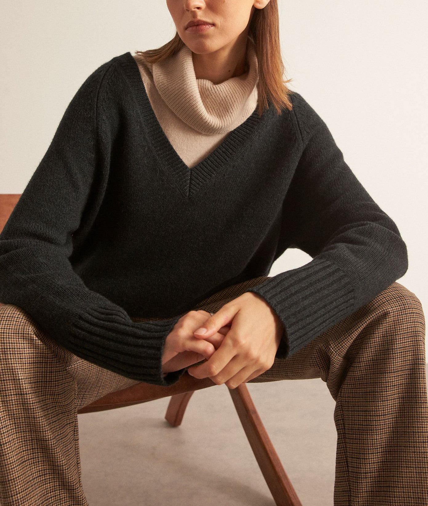 Pull en laine responsable et yack vert Bruce Faume - seconde main