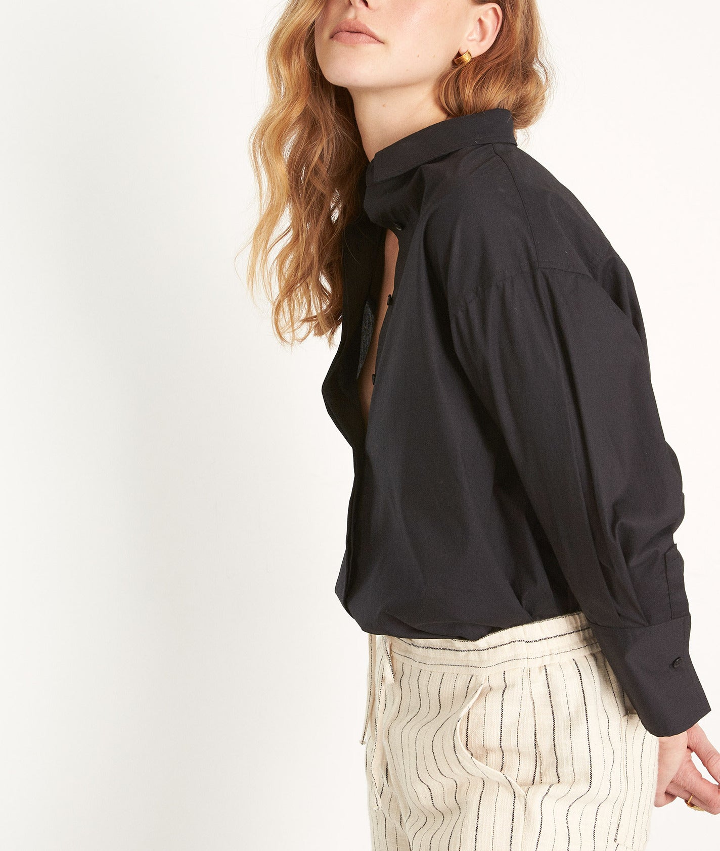 Chemise oversize en coton bio noir Adoline Faume - seconde main