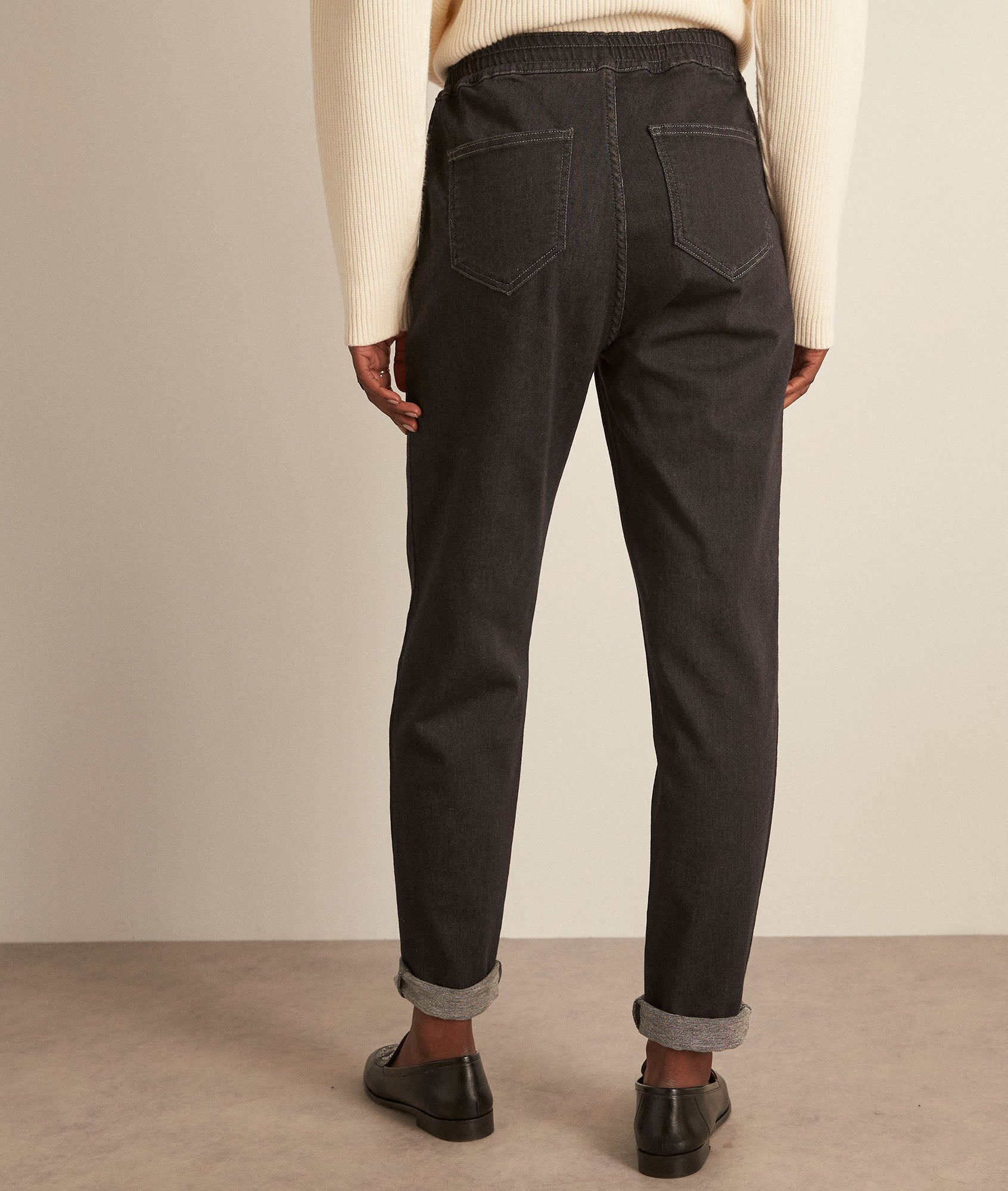 Jean esprit sportswear en coton noir Noor Faume - seconde main