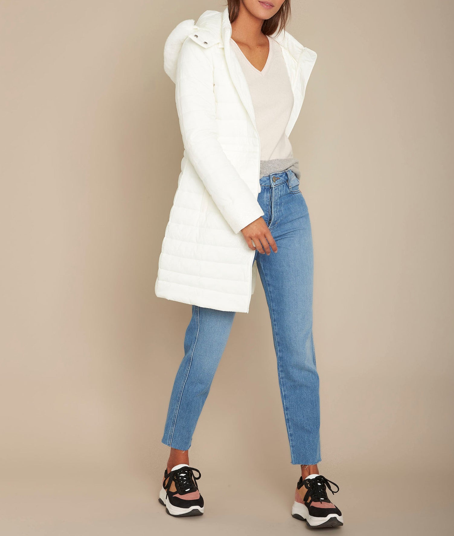 Doudoune longue blanche Leila Faume - seconde main