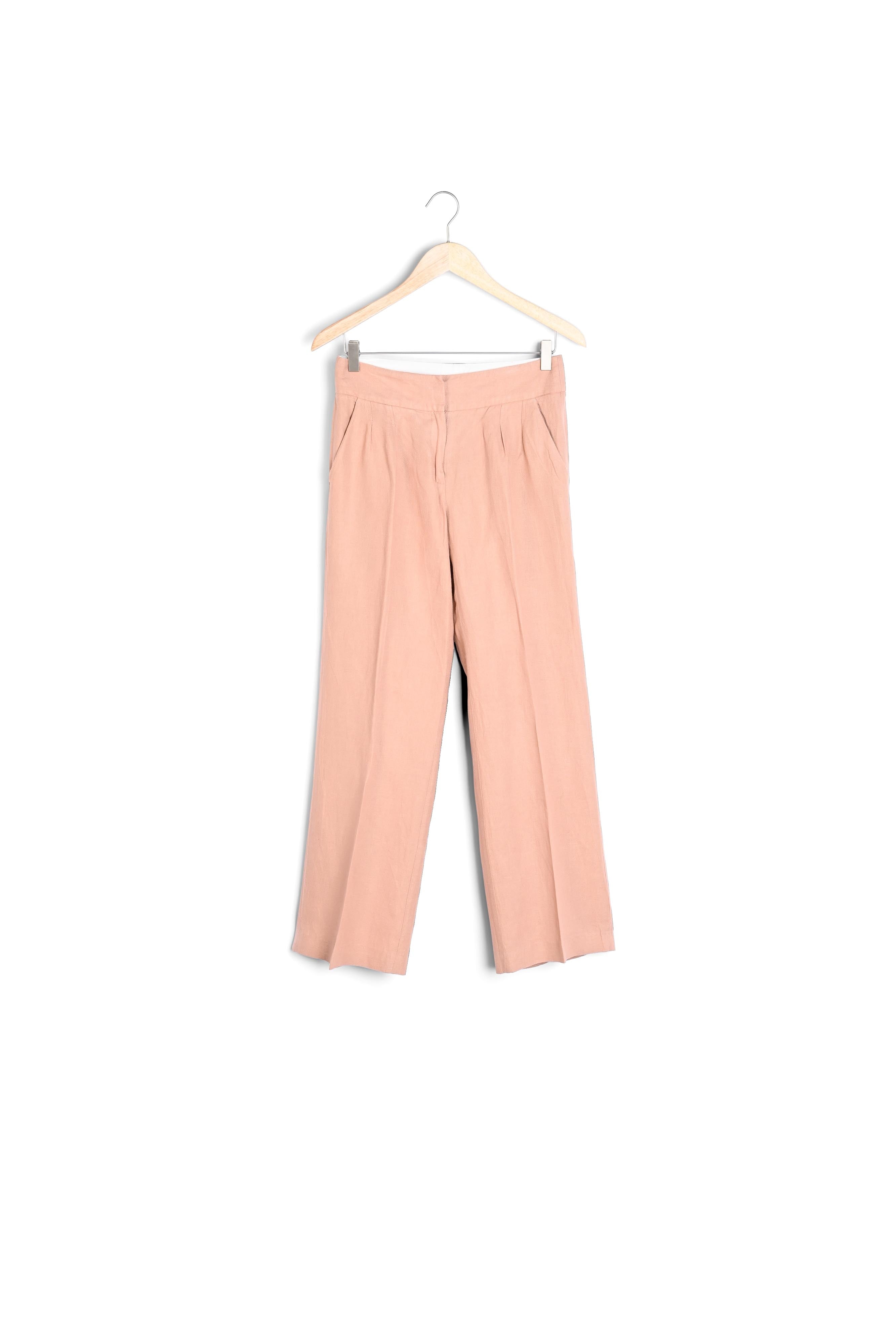 Pantalon large rose en coton et lin Galaxy Faume - seconde main