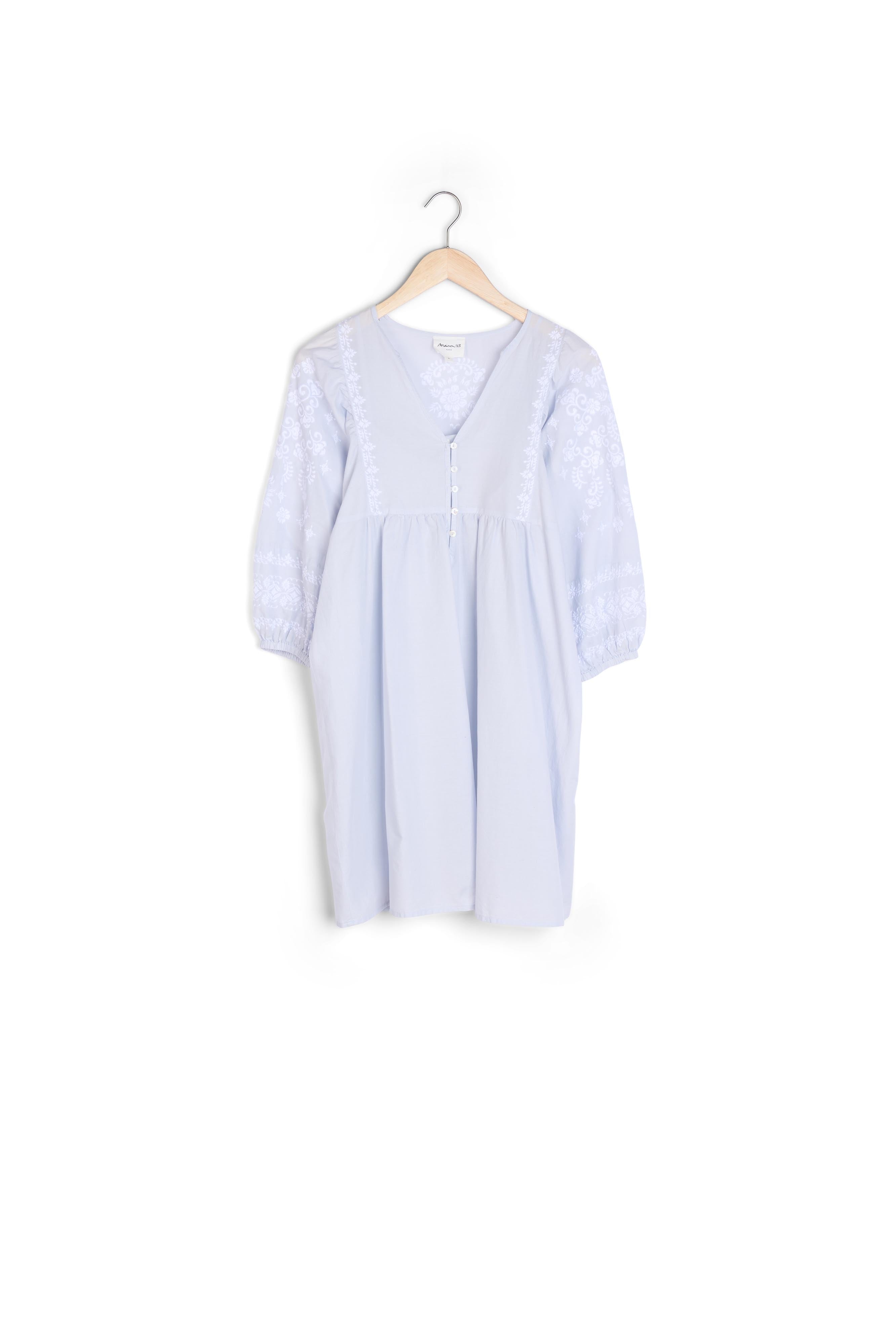 Robe courte brodée bleu pâle Samantha Faume - seconde main