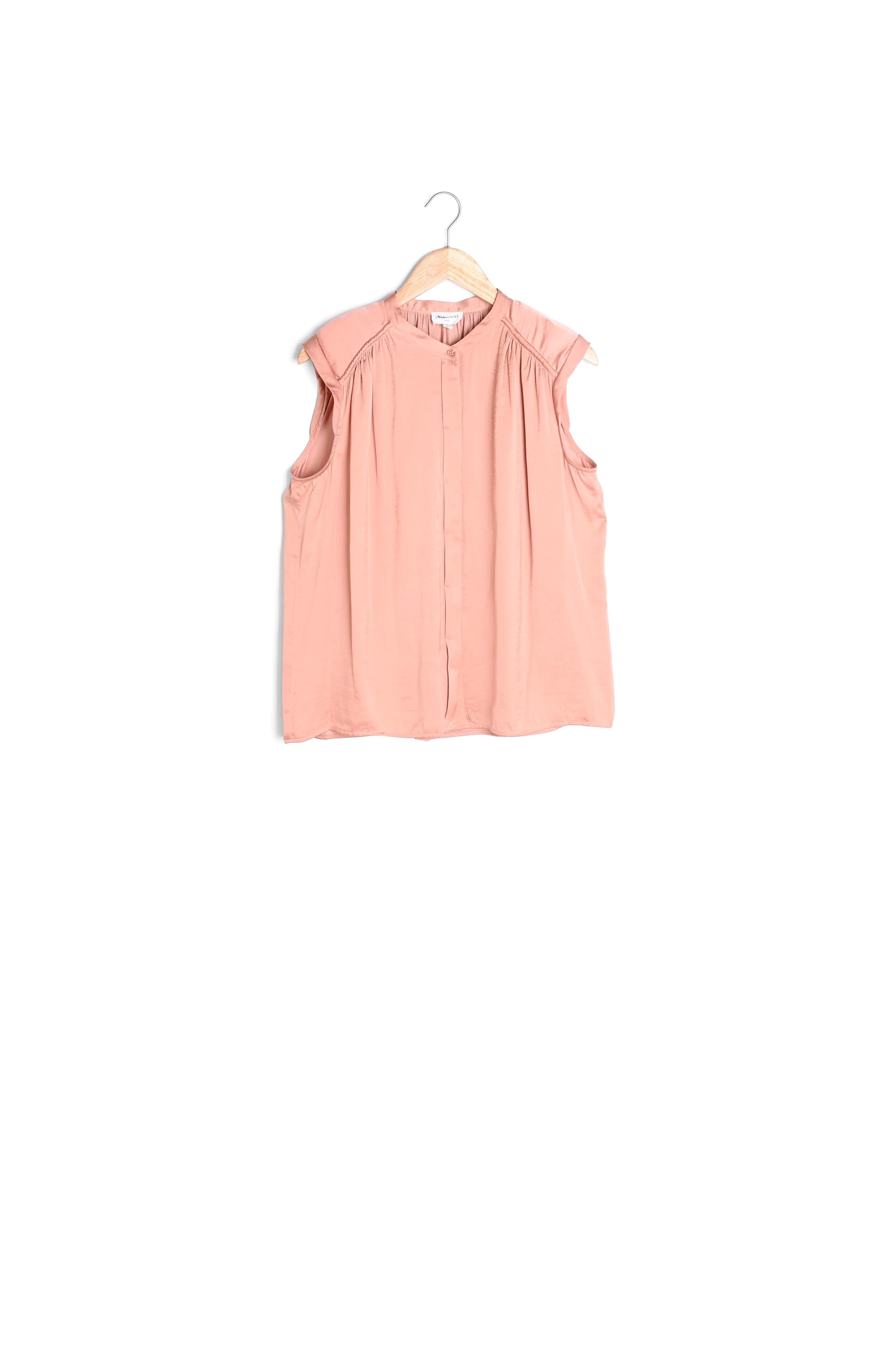 Top à épaulettes satiné bois de rose Tracy Faume - seconde main