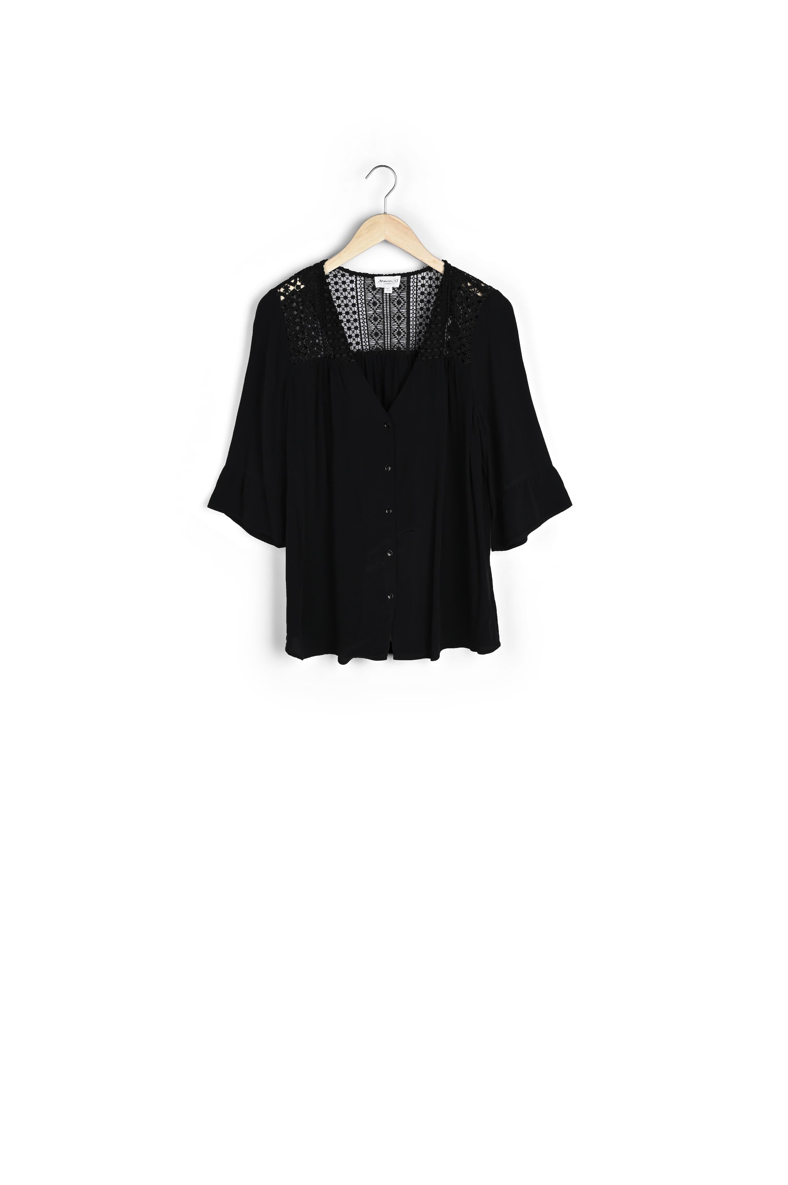 Blouse à dentelle noire Eddie Faume - seconde main