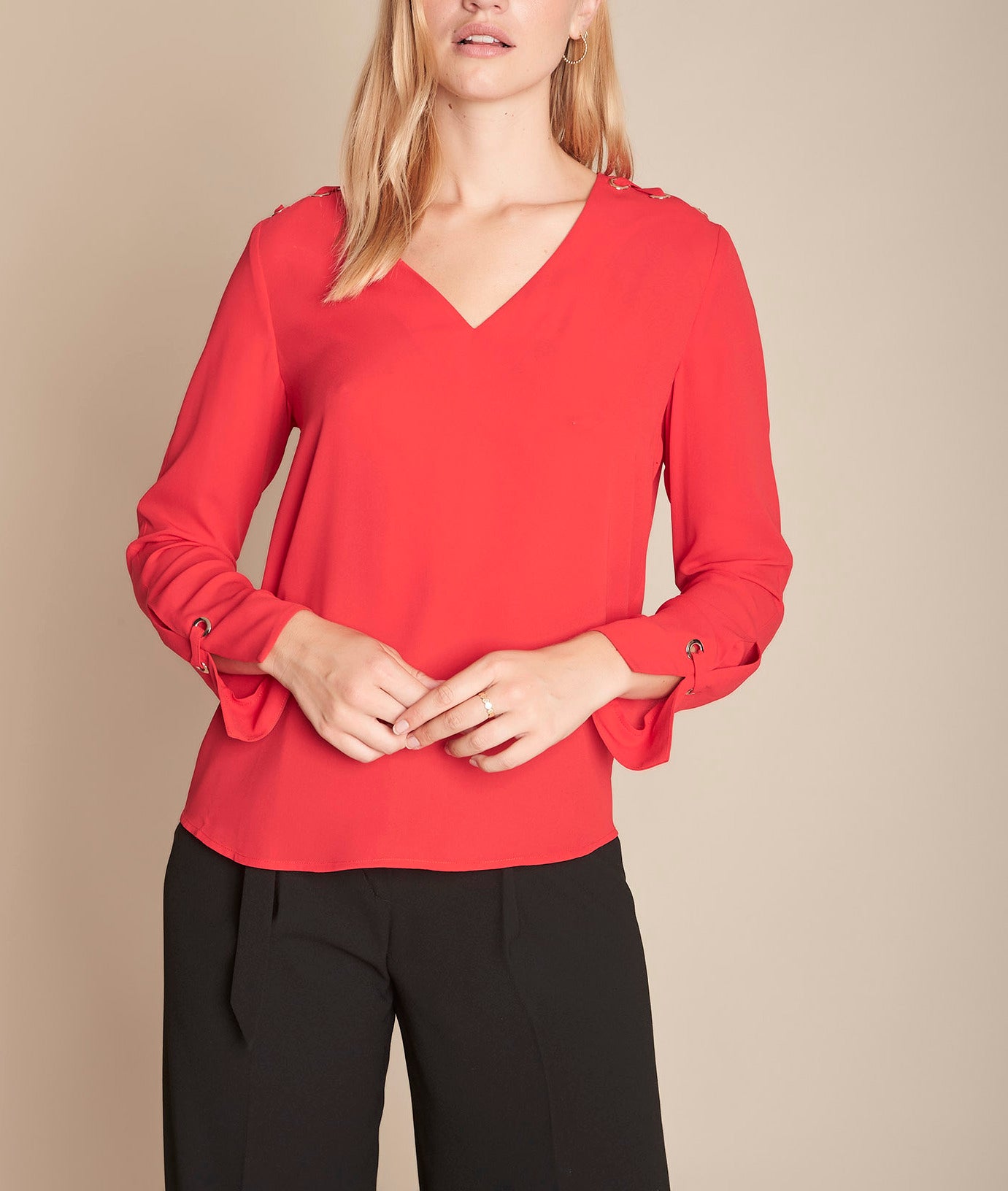 Blouse rouge à œillets Melody Faume - seconde main
