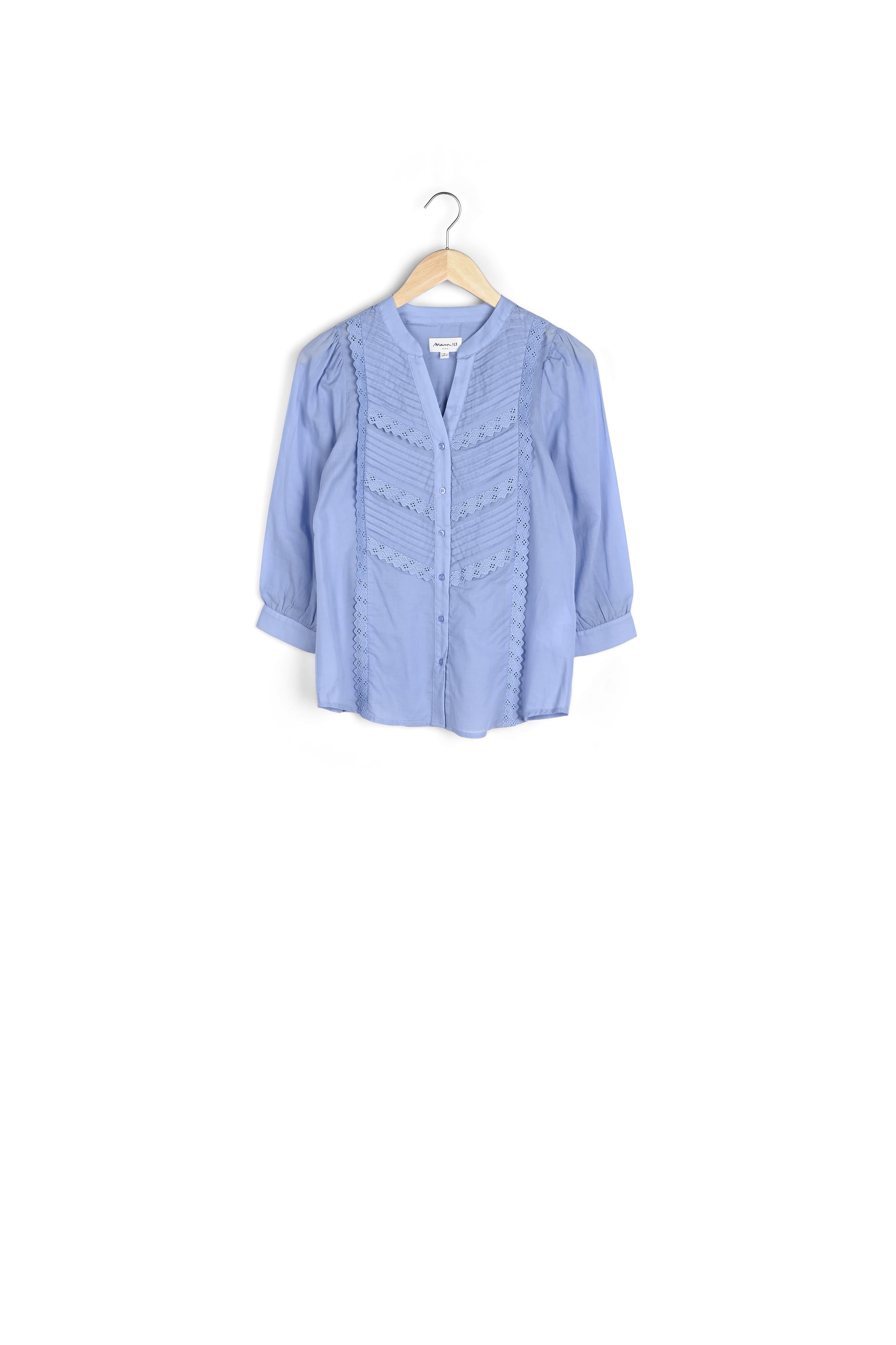 Blouse en coton et dentelle bleue ciel Thiago Faume - seconde main