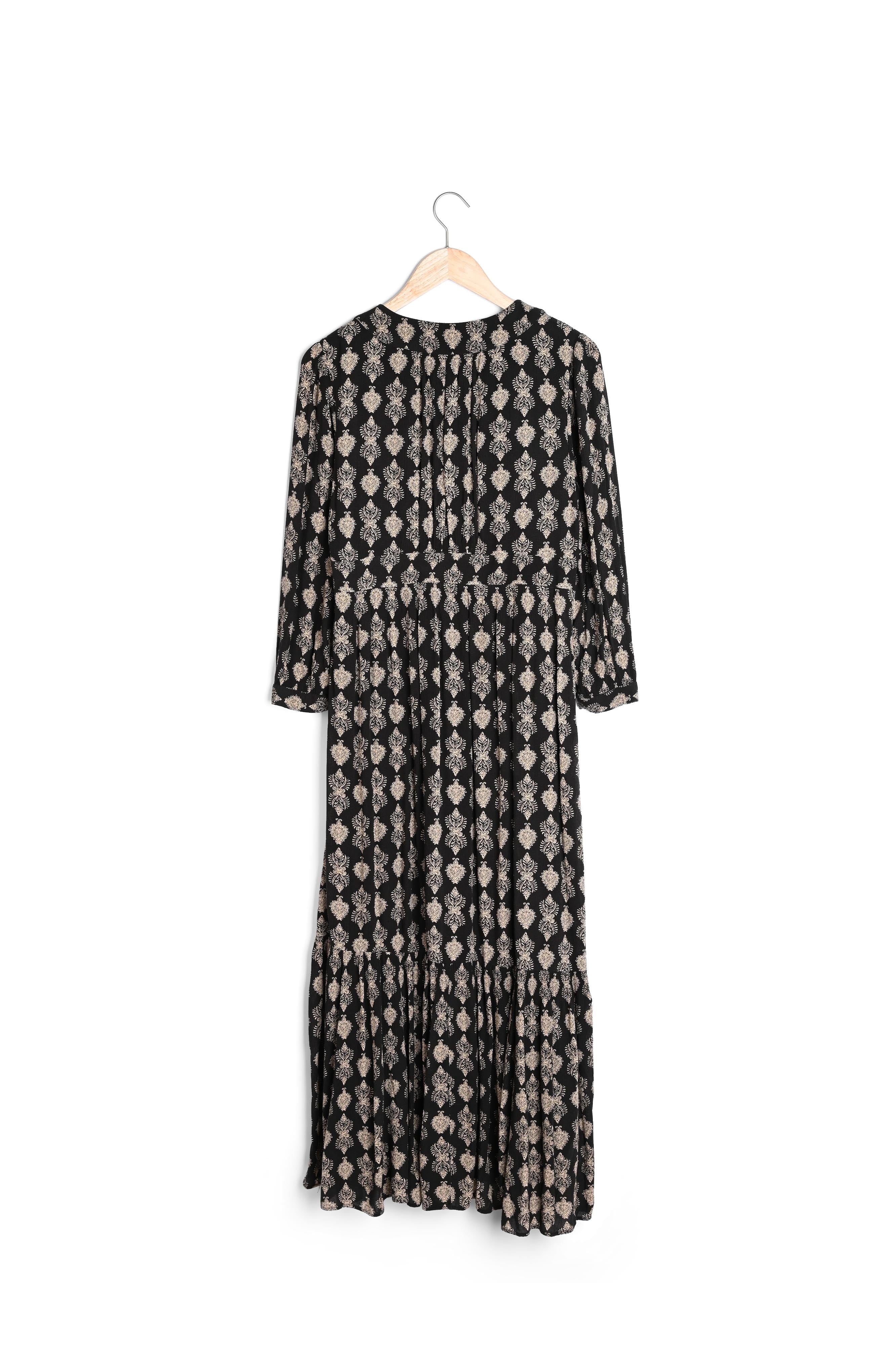 Robe longue fluide imprimée noire et blanche Ludine Faume - seconde main