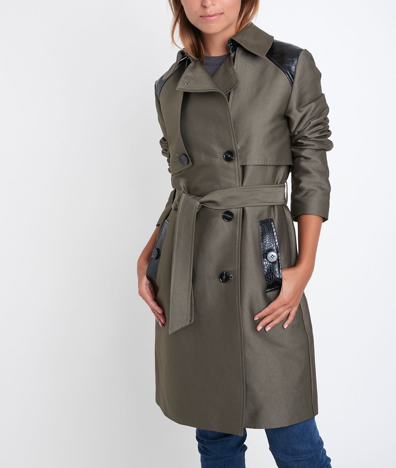 Trench 3/4 kaki Sokari Faume - seconde main