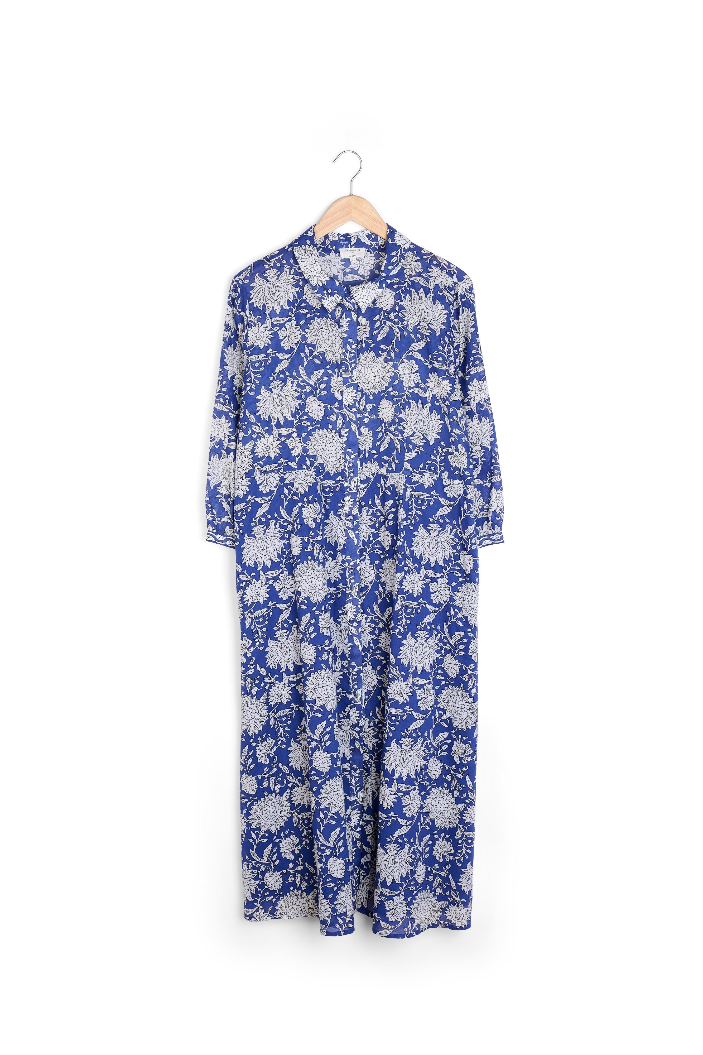 Robe longue imprimée en coton bleu roi Naurice Faume - seconde main