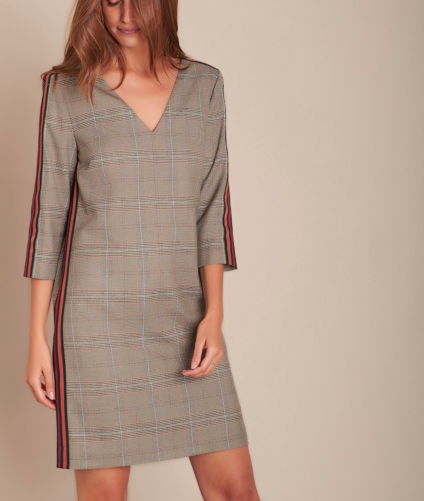 Robe droite jacquard Prince de Galles Ina Faume - seconde main