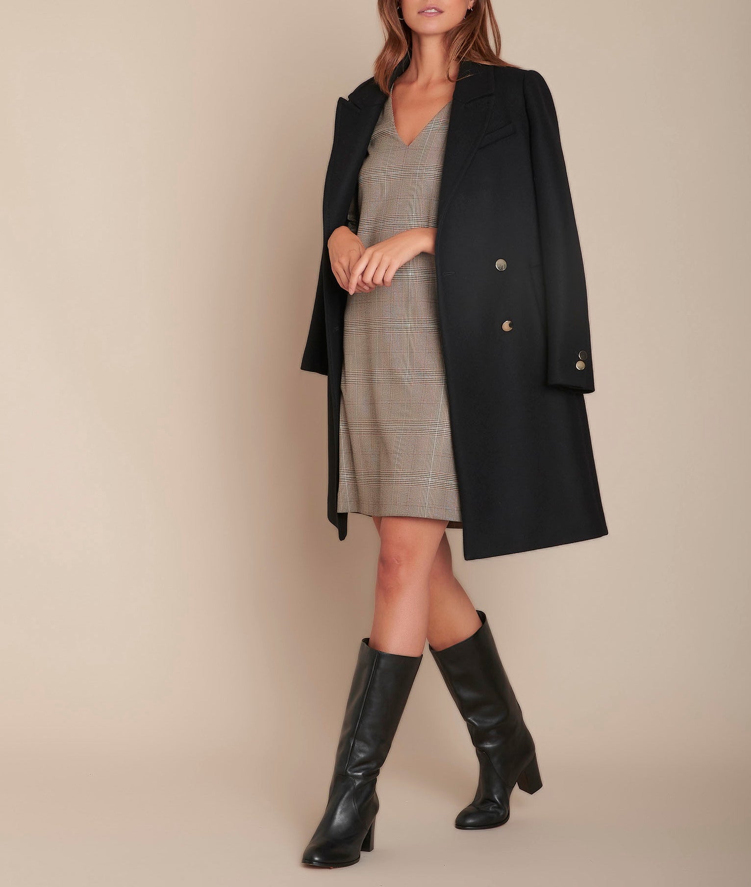 Robe droite jacquard Prince de Galles Ina Faume - seconde main